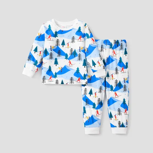 2pcs Toddler/Kid Girl/Boys Winter Pattern Pajama Set