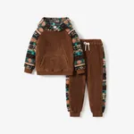 Toddler/Kid Boy Casual Bohemia and Fleece Hooded Set/Shoes Kids Brown