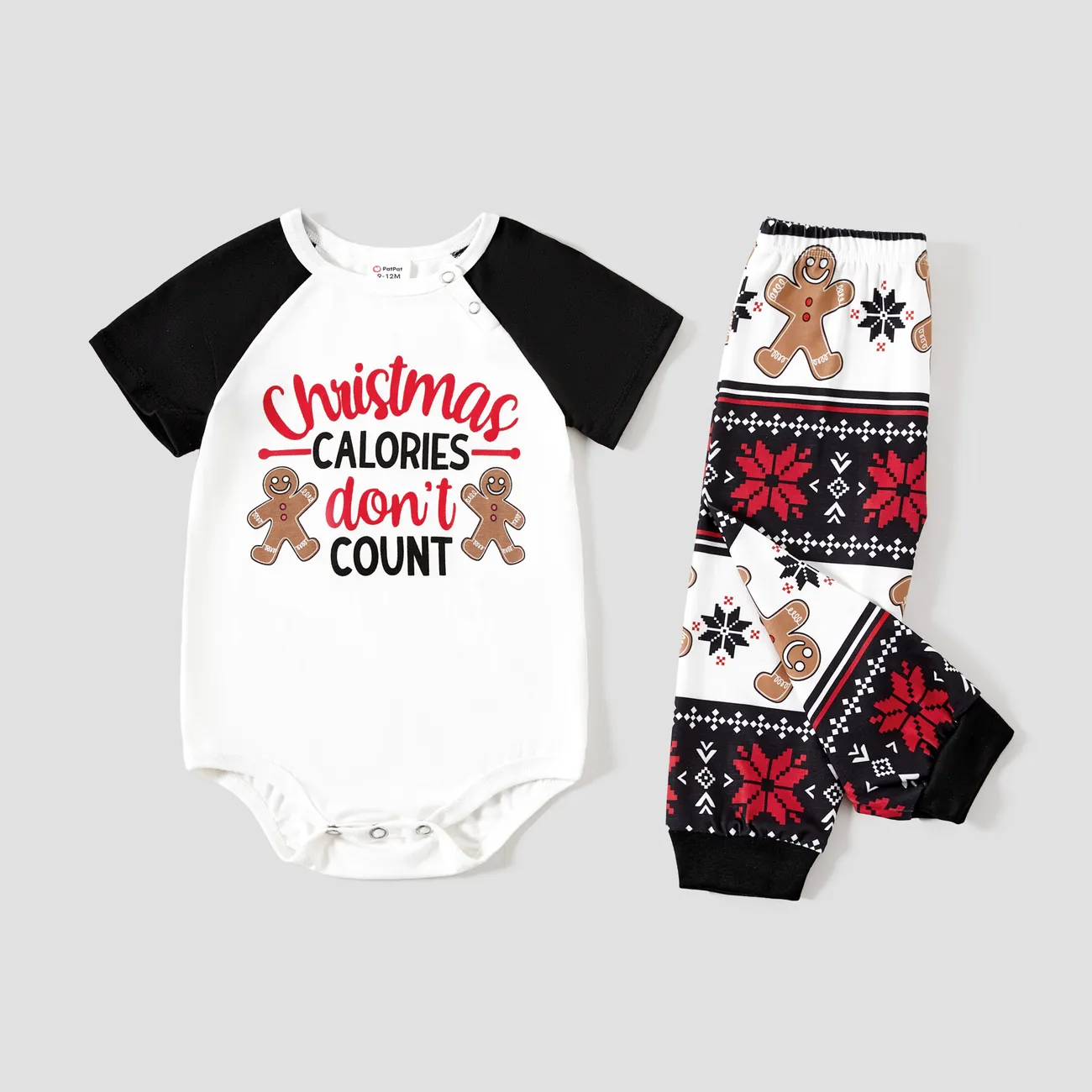 Christmas Family Matching Gingerbread Man Print Short-sleeve Pajamas Sets(Flame resistant)  big image 1