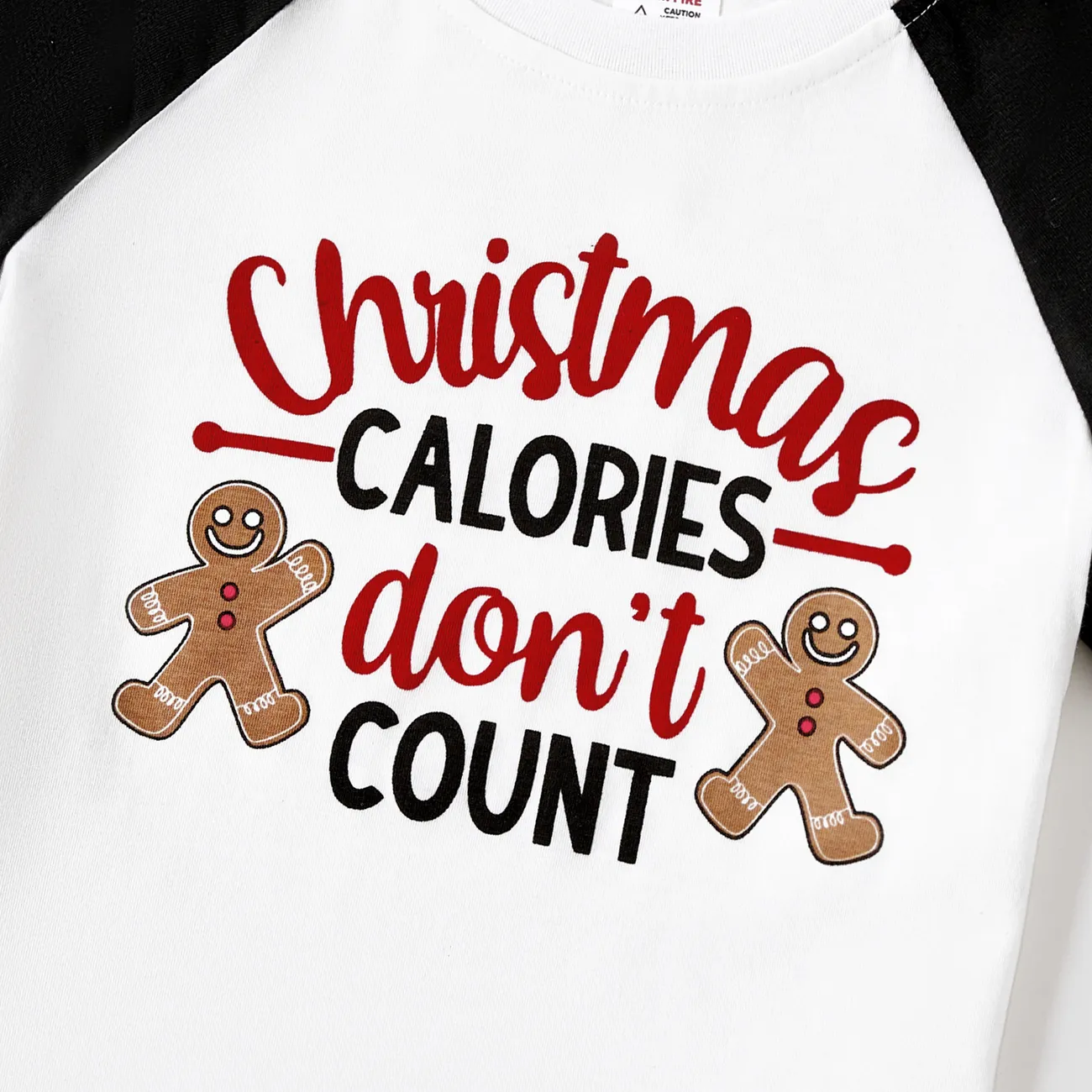 Christmas Family Matching Gingerbread Man Print Short-sleeve Pajamas Sets(Flame resistant) Black big image 1