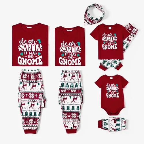 Christmas Family Matching Festival Theme&Letters Print Short-sleeve Pajamas Sets(Flame resistant)