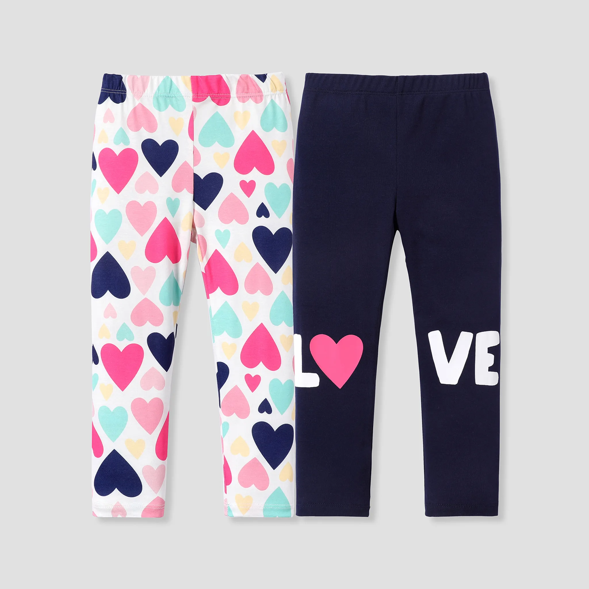 Naia Toddler Girl Heart Print Elasticized Leggings DeepBlue image 2