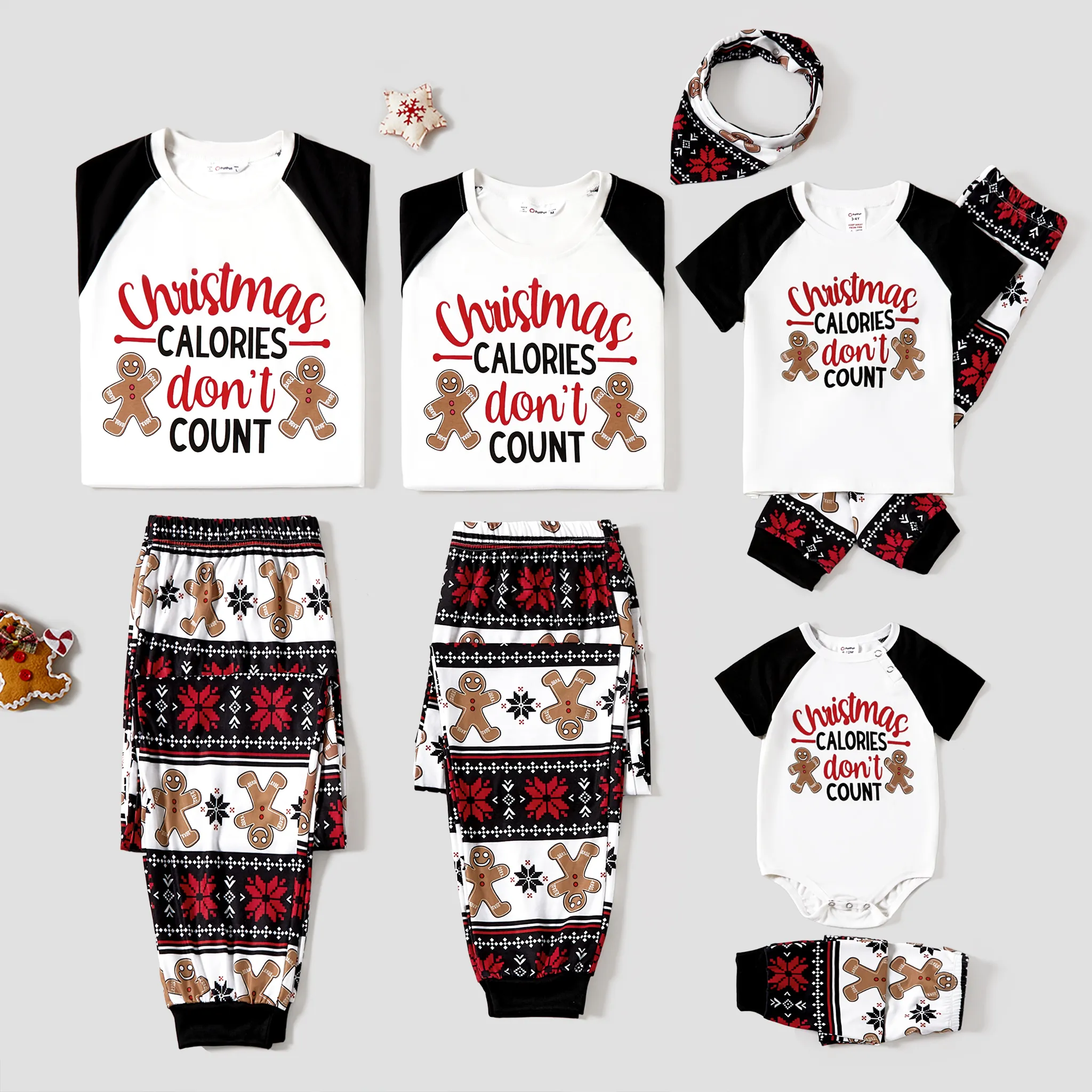 Christmas Family Matching Gingerbread Man Print Short-sleeve Pajamas Sets(Flame resistant)