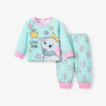2pcs Baby/Toddler Girl Childlike Elephant Pajama Set Baby Mint Green