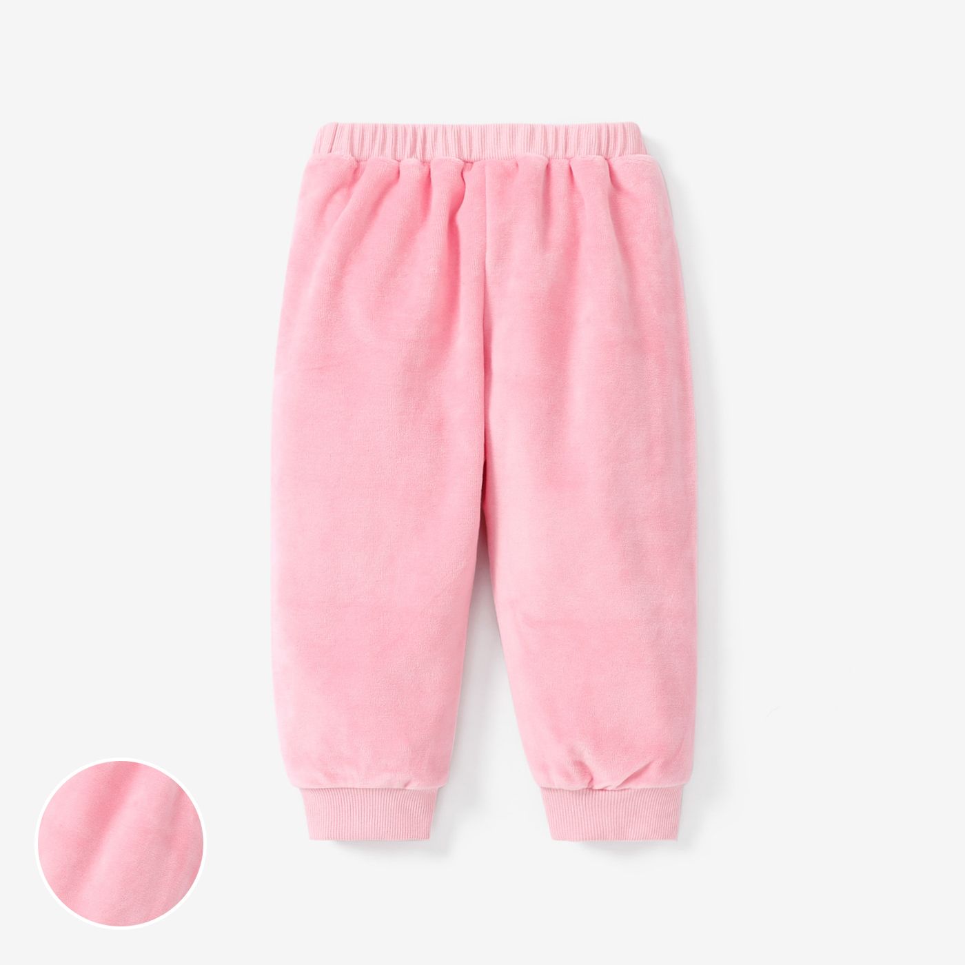 Baby Girl Solid Color Fuzzy 75% Cotton Casual Pant