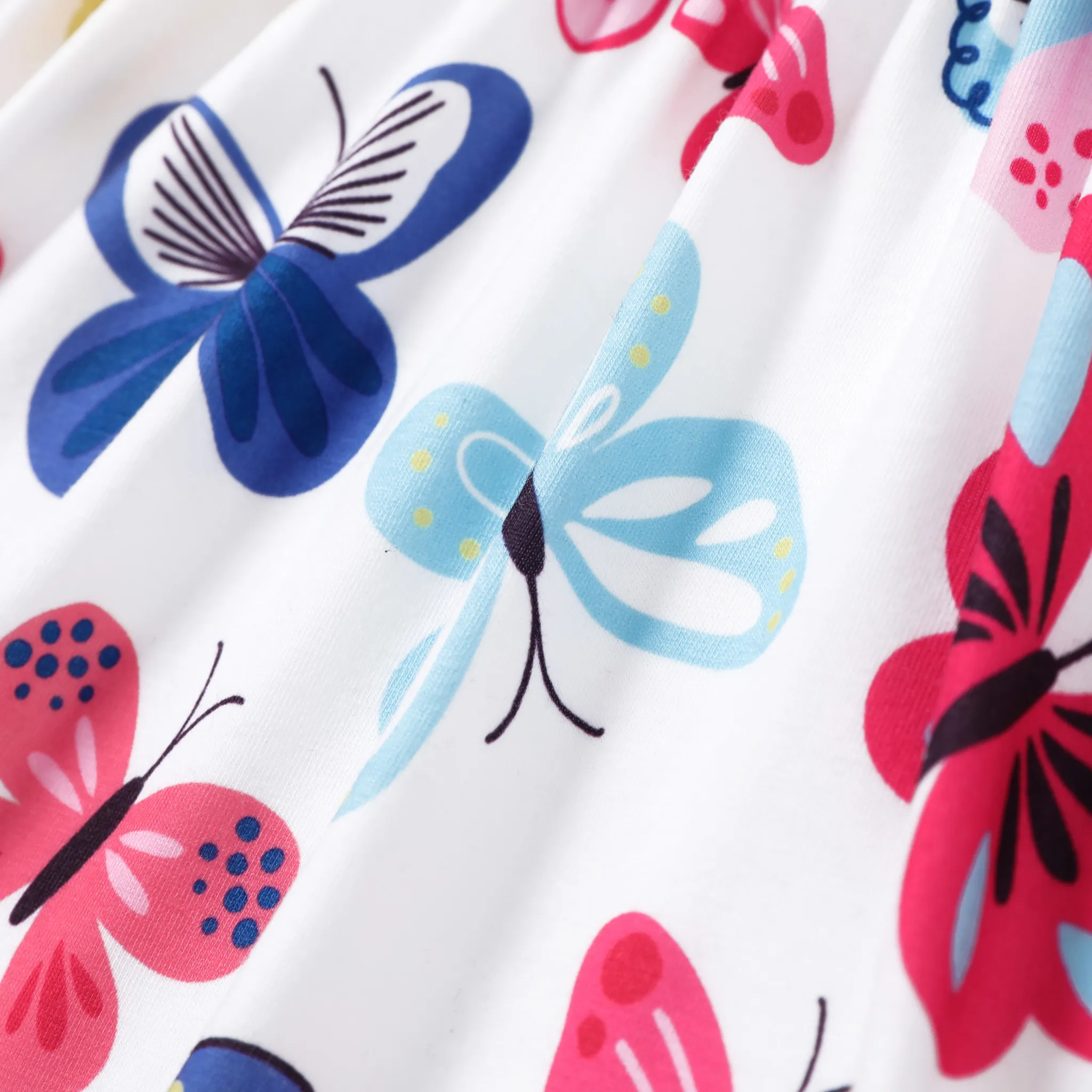 2pcs Toddler Girl Allover Butterfly Print Short-sleeve Dress and Button Up Cardigan Set  PINK-1 image 5