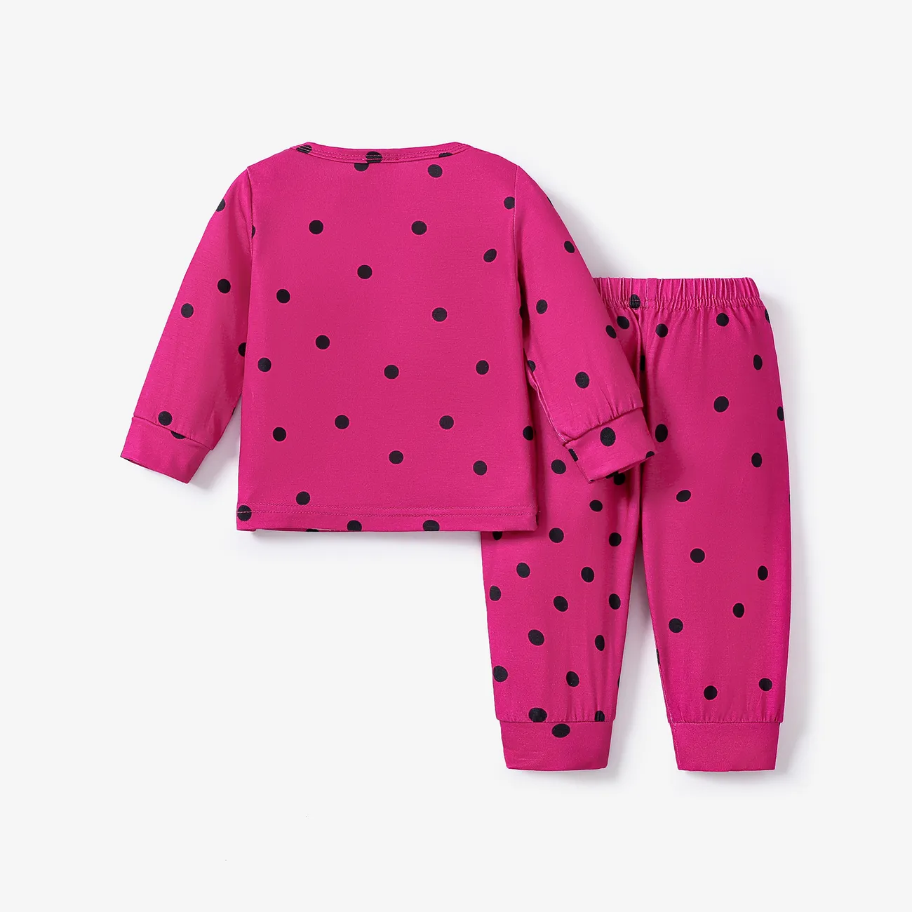 Juego de pijamas con estampado de coche de 2 piezas de bebé niña Rosa caliente big image 1