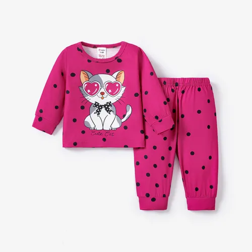 Bebê menina 2pcs Car Print Pijamas Set