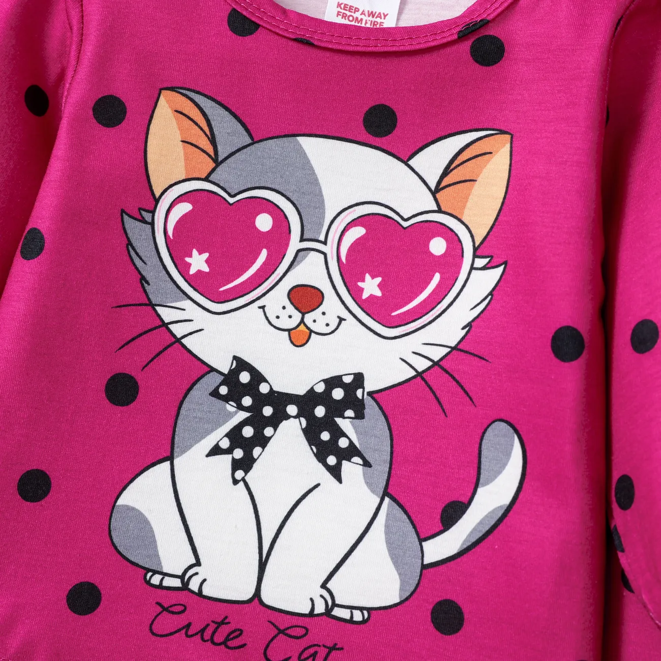Baby Girl 2pcs Car Print Pajamas Set Hot Pink big image 1