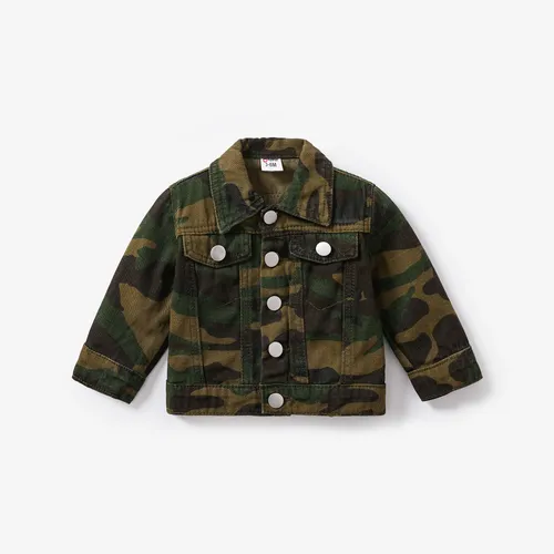 Baby/Toddler Girl/Boy Camouflage Button Design Denim Jacket