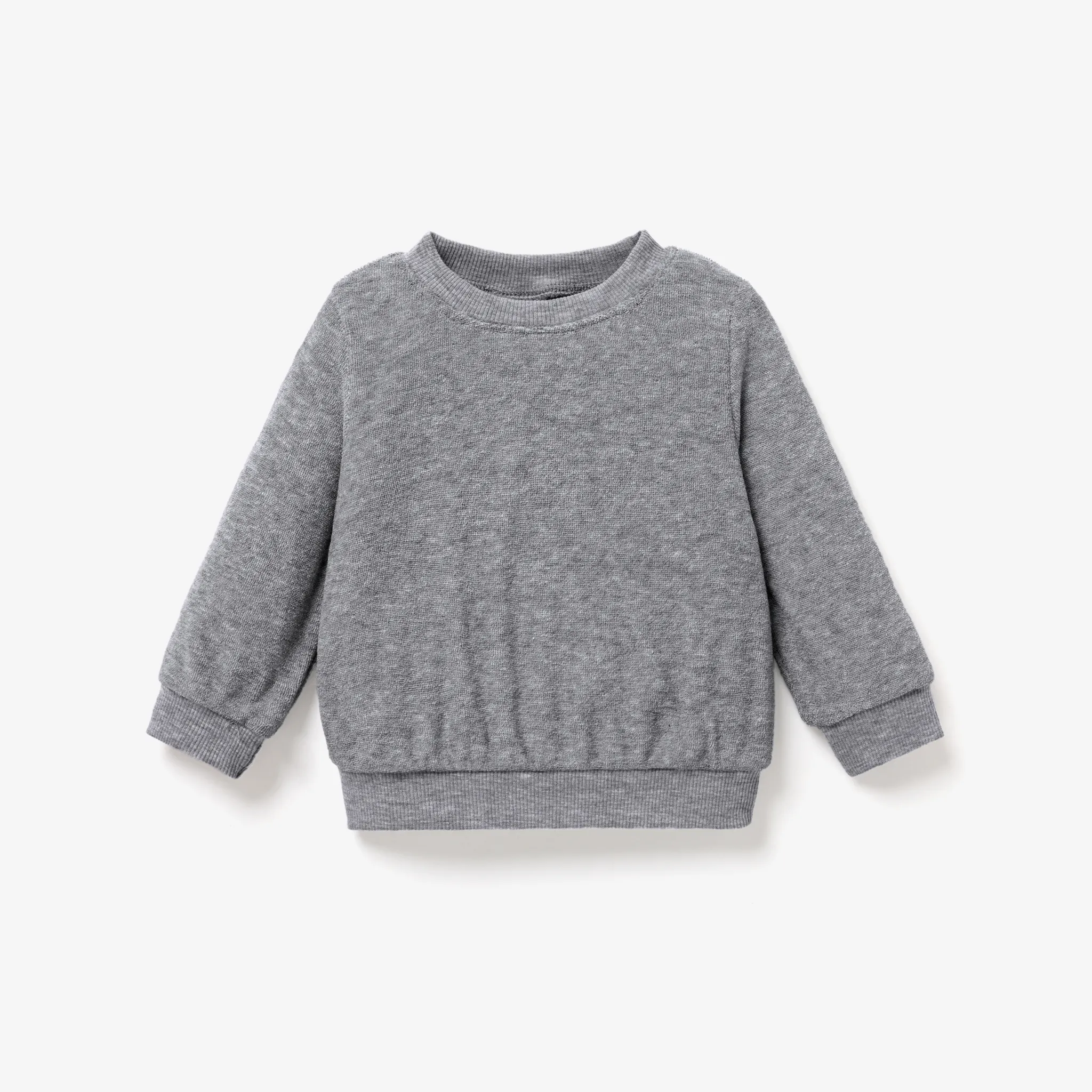  Baby Unisex Basic Solid Color Long Sleeve Crew neck Sweatshirt Grey big image 1