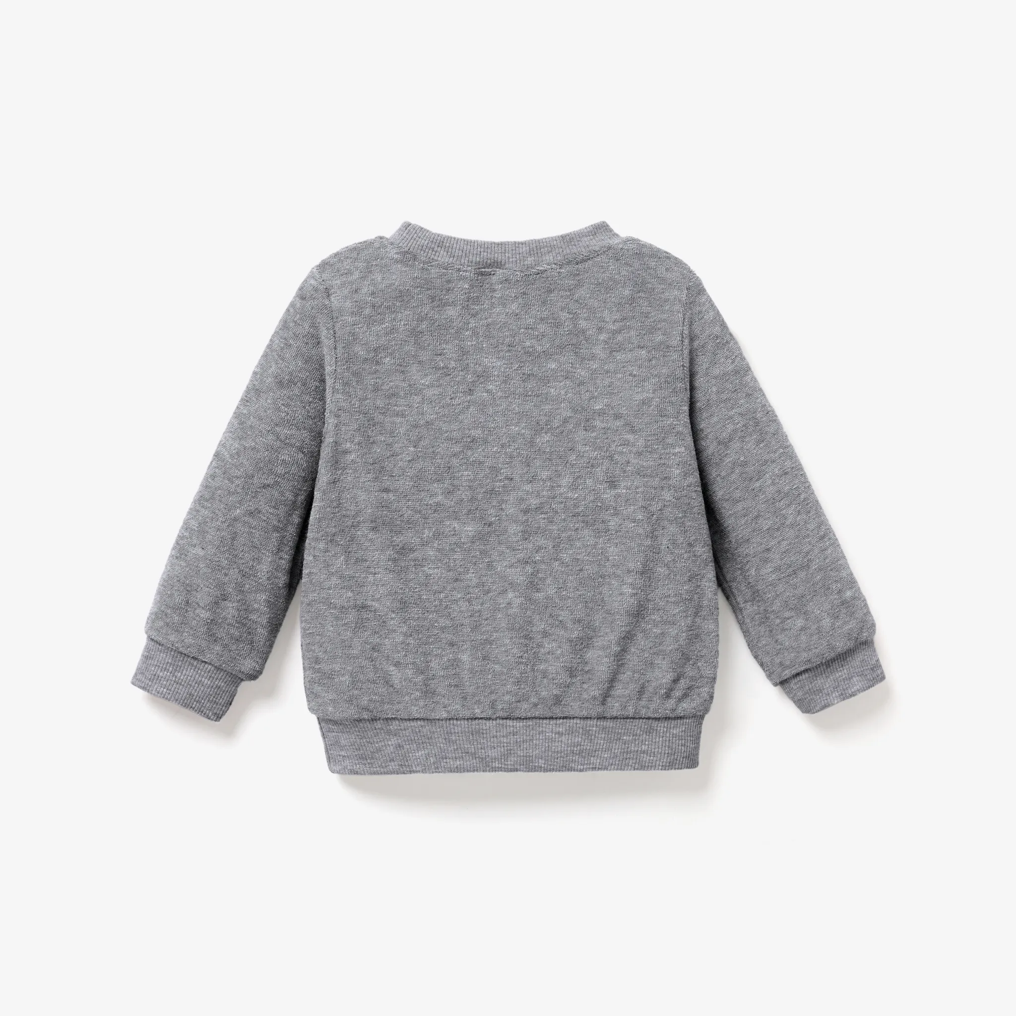  Baby Unisex Basic Solid Color Long Sleeve Crew neck Sweatshirt Grey image 2