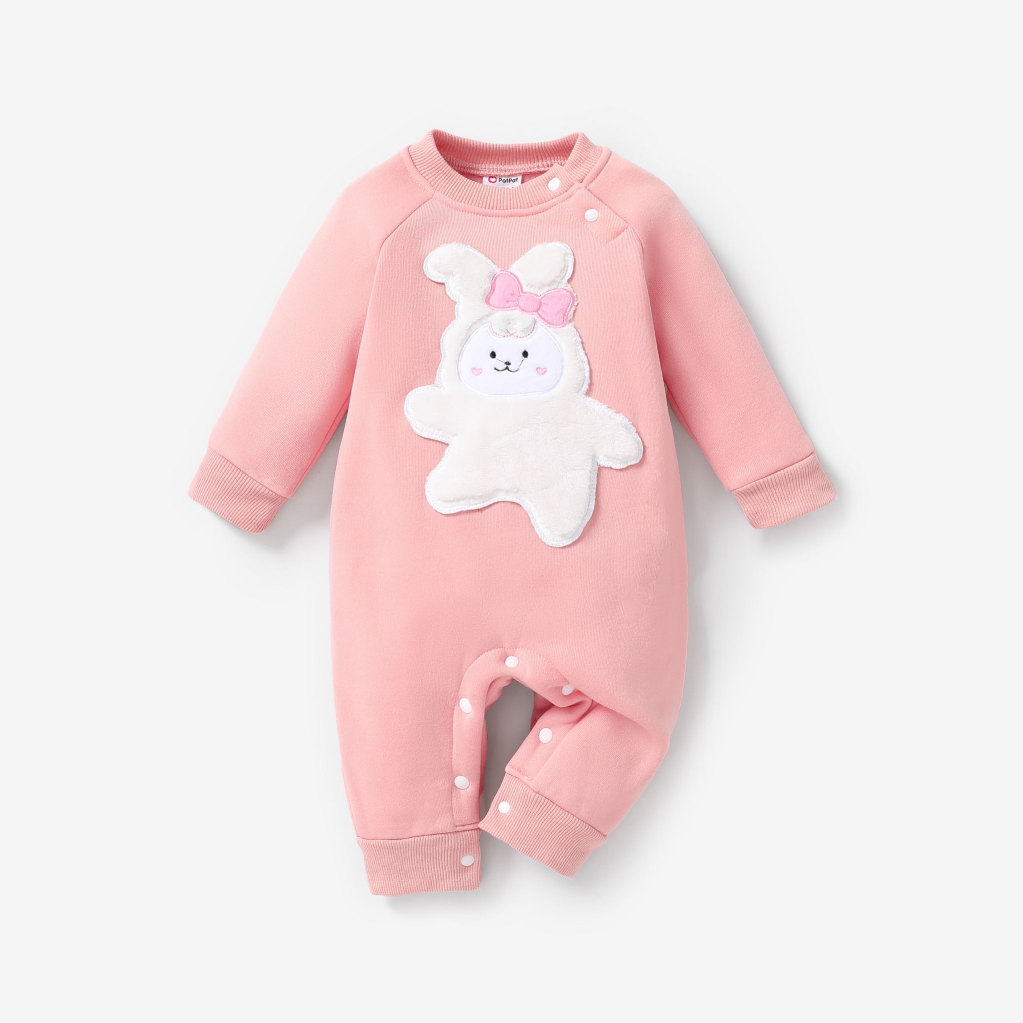 Baby Girl/Boy Cute Oversized 3D Rabbit And Sheep Pattern Plush Jumpsuit