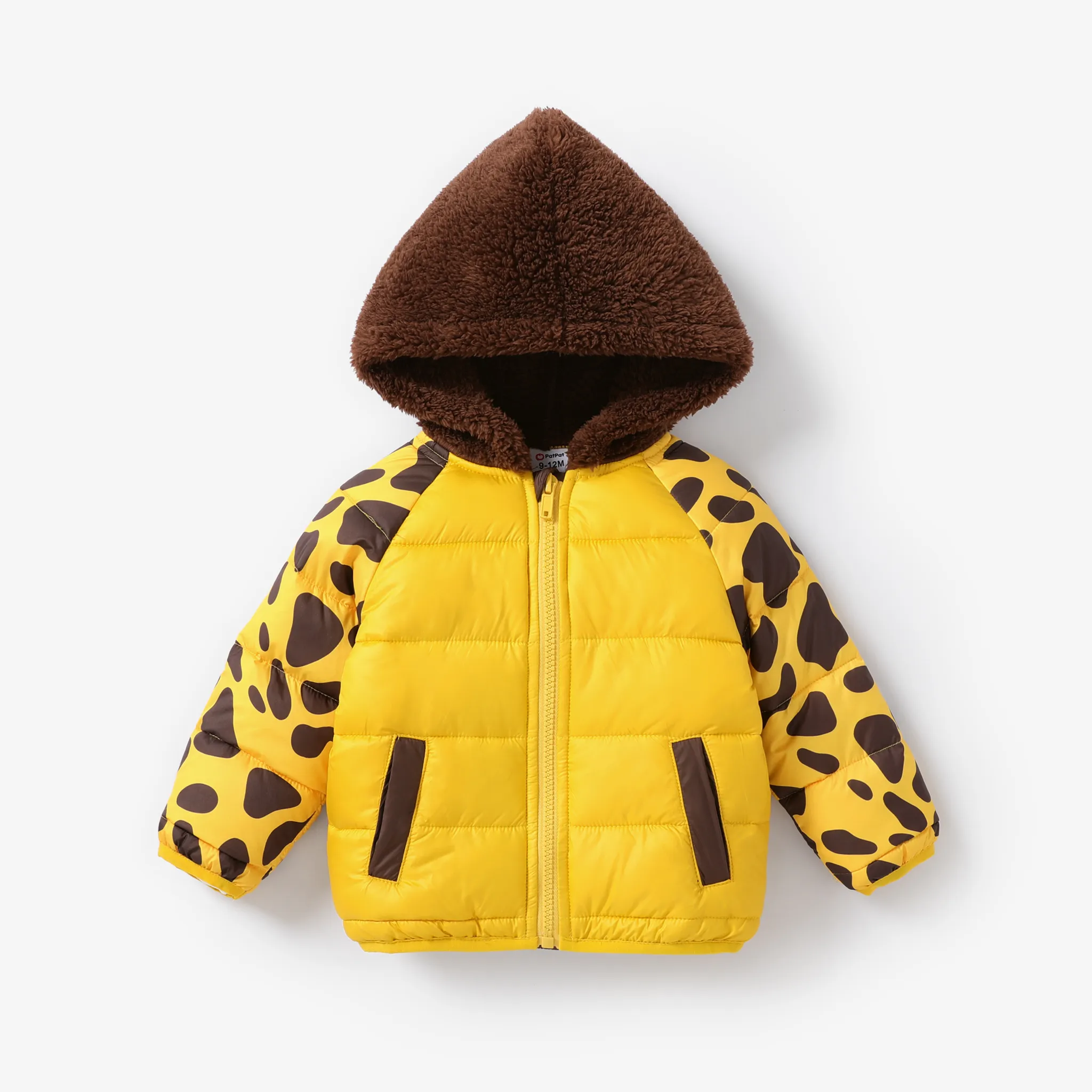 Baby Girl/Boy Giraffe Animal pattern Coat with Fuzzy Hooded  big image 1