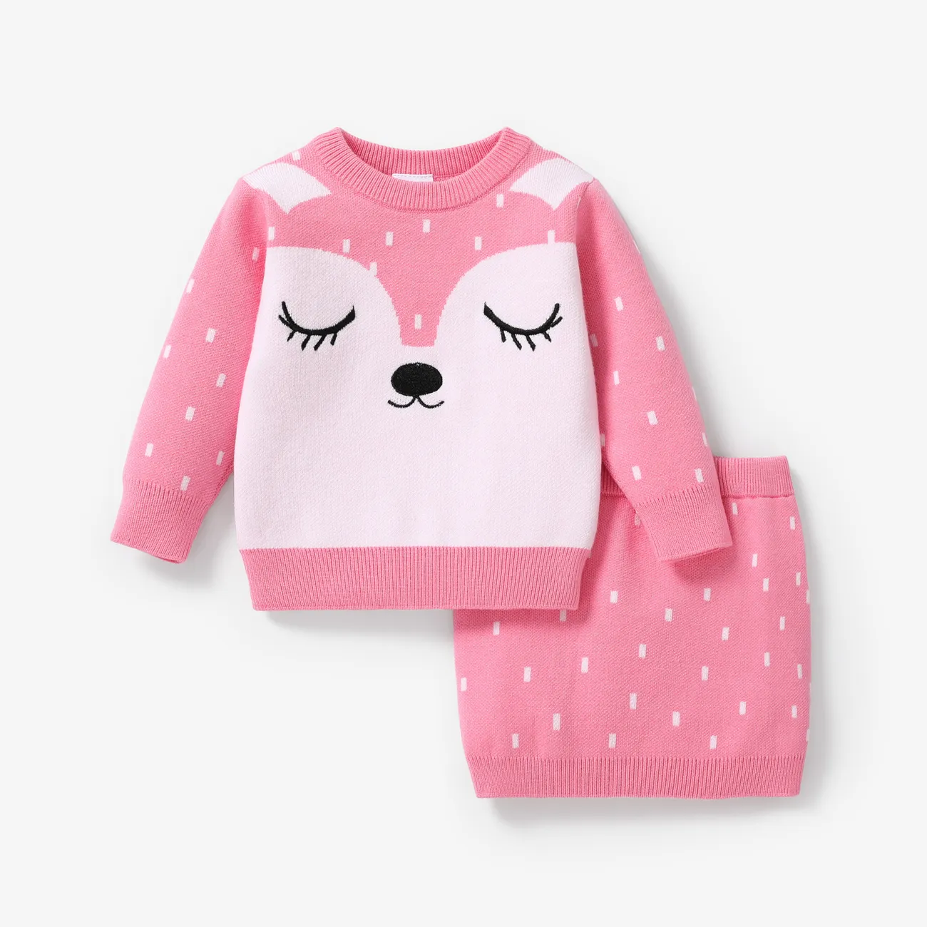 Baby Girl Childlike Fox Animal print Sweater Skirt Set Only $17.99