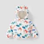 Toddler Girl Childlike Gummy Bear Animal pattern Hooded Cotton Jacket OffWhite