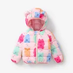 Toddler Girl Childlike Gummy Bear Animal pattern Hooded Cotton Jacket Pink