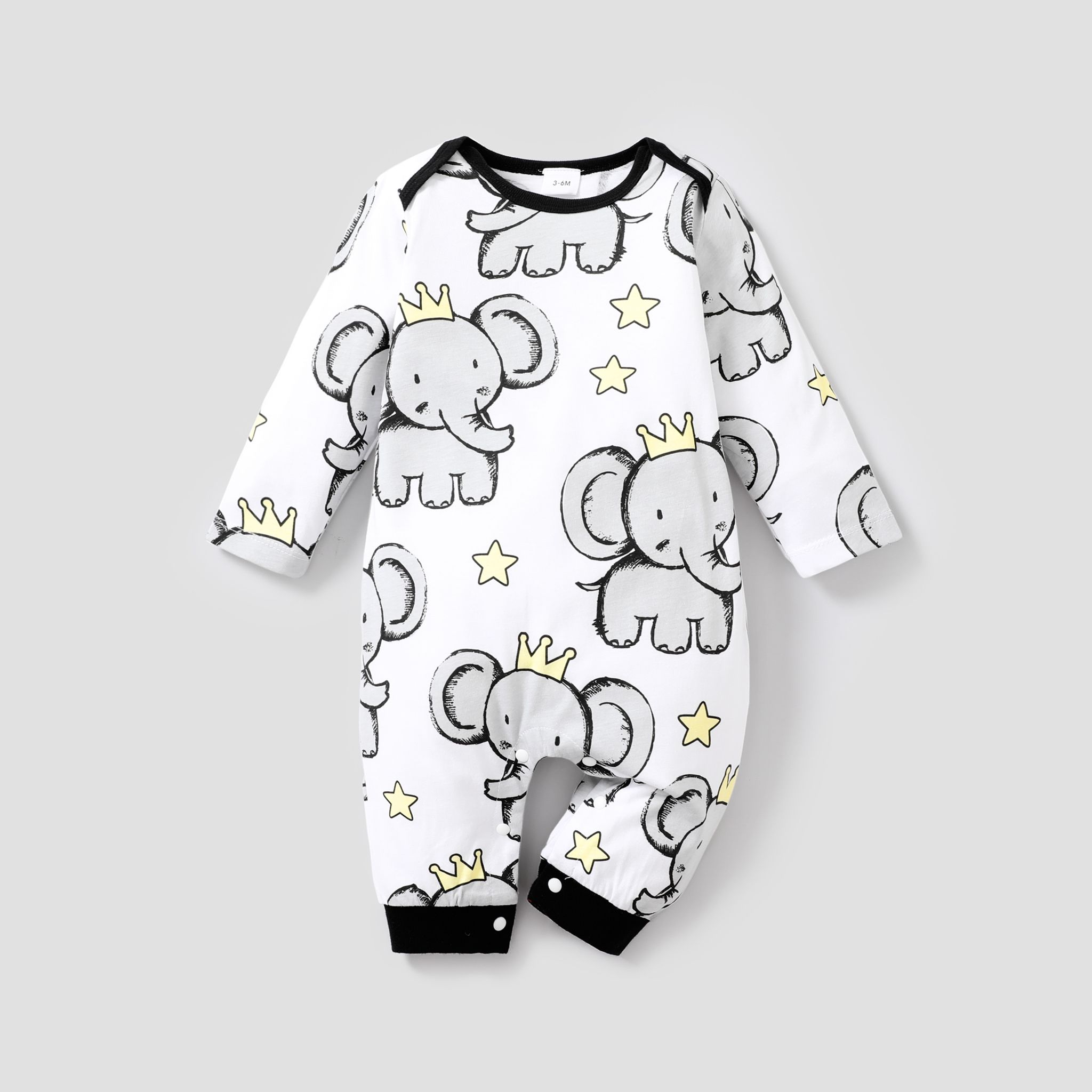 Baby Girl/Boy Casual Elephant Pattern Long Sleeve Cotton Jumpsuit