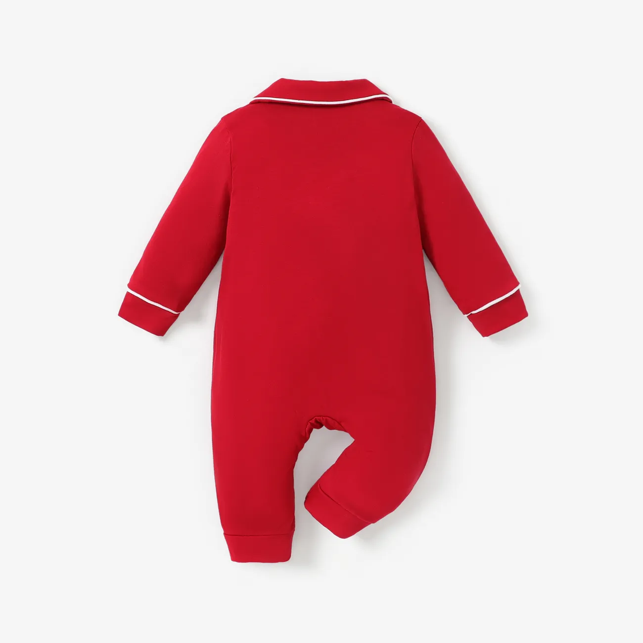 Bebê menina / menino infantil Natal pijama cor sólida Vermelho big image 1