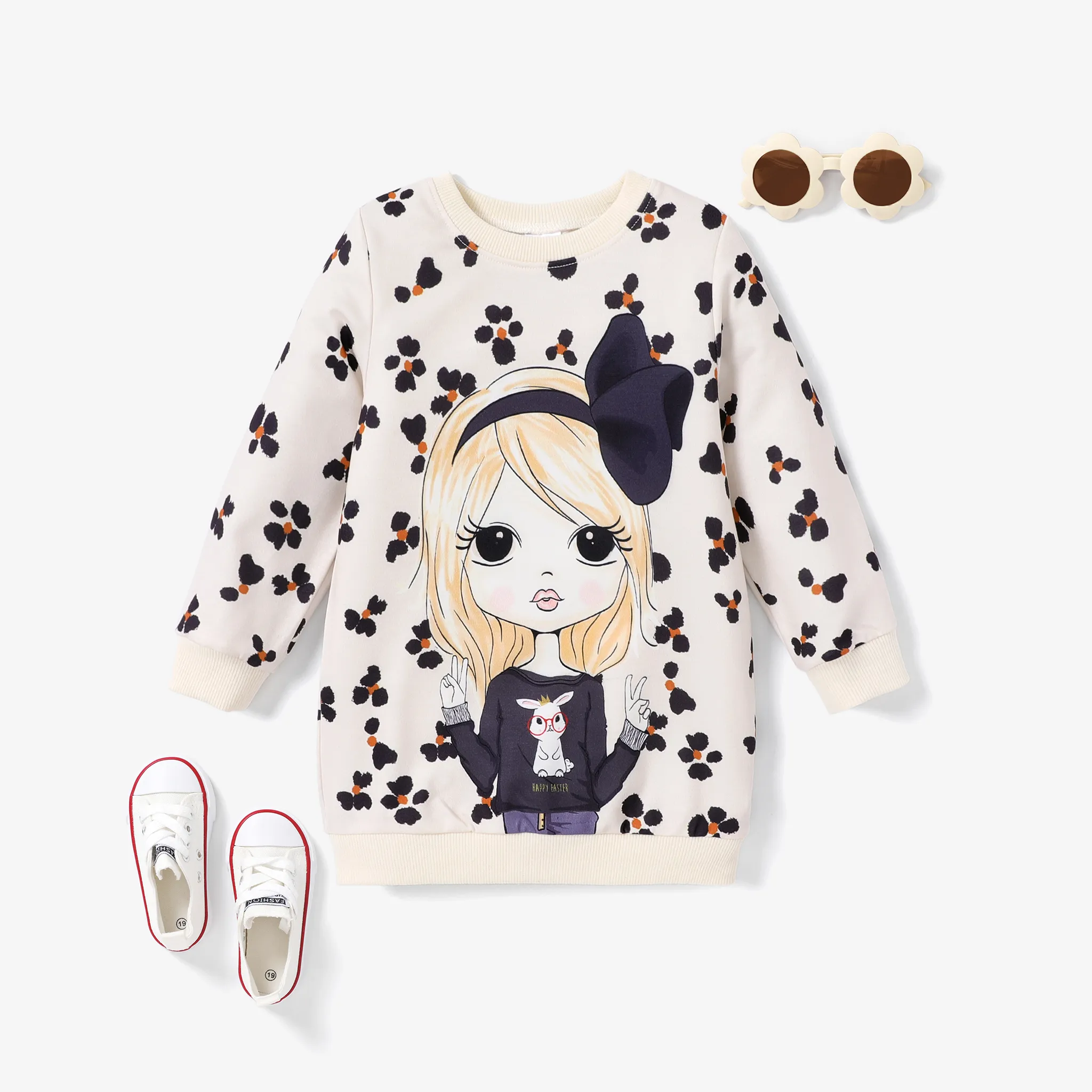 Toddler Girl Sweet Character Rabbit Animal print Dress 