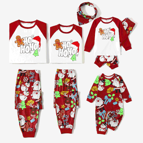 Christmas Family Matching Glow In The Dark Childlike Festival Theme Print Long Sleeve Pajamas Sets(Flame resistant)