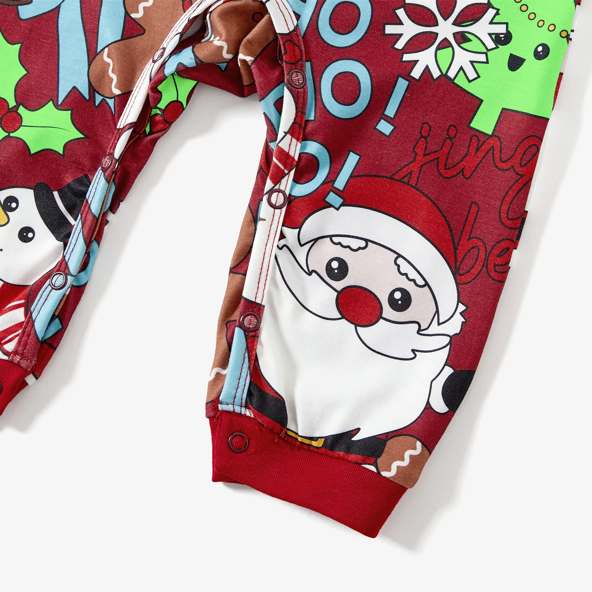 Christmas Family Matching Glow In The Dark Childlike Festival Theme Print Long Sleeve Pajamas Sets(Flame resistant) WineRed image 5