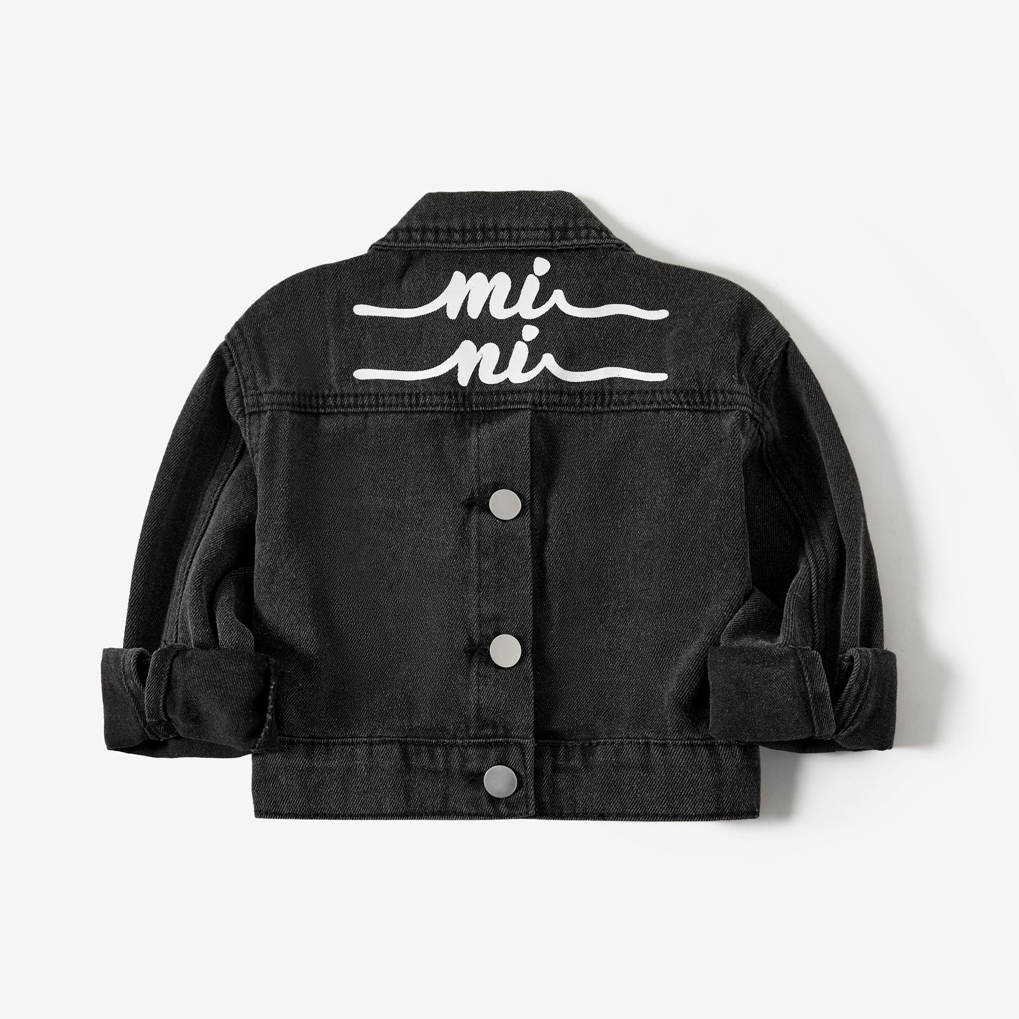 Mommy And Me Casual Letter Print Buttons & Patch Pocket Design Long-sleeve Jackets Denim Coats