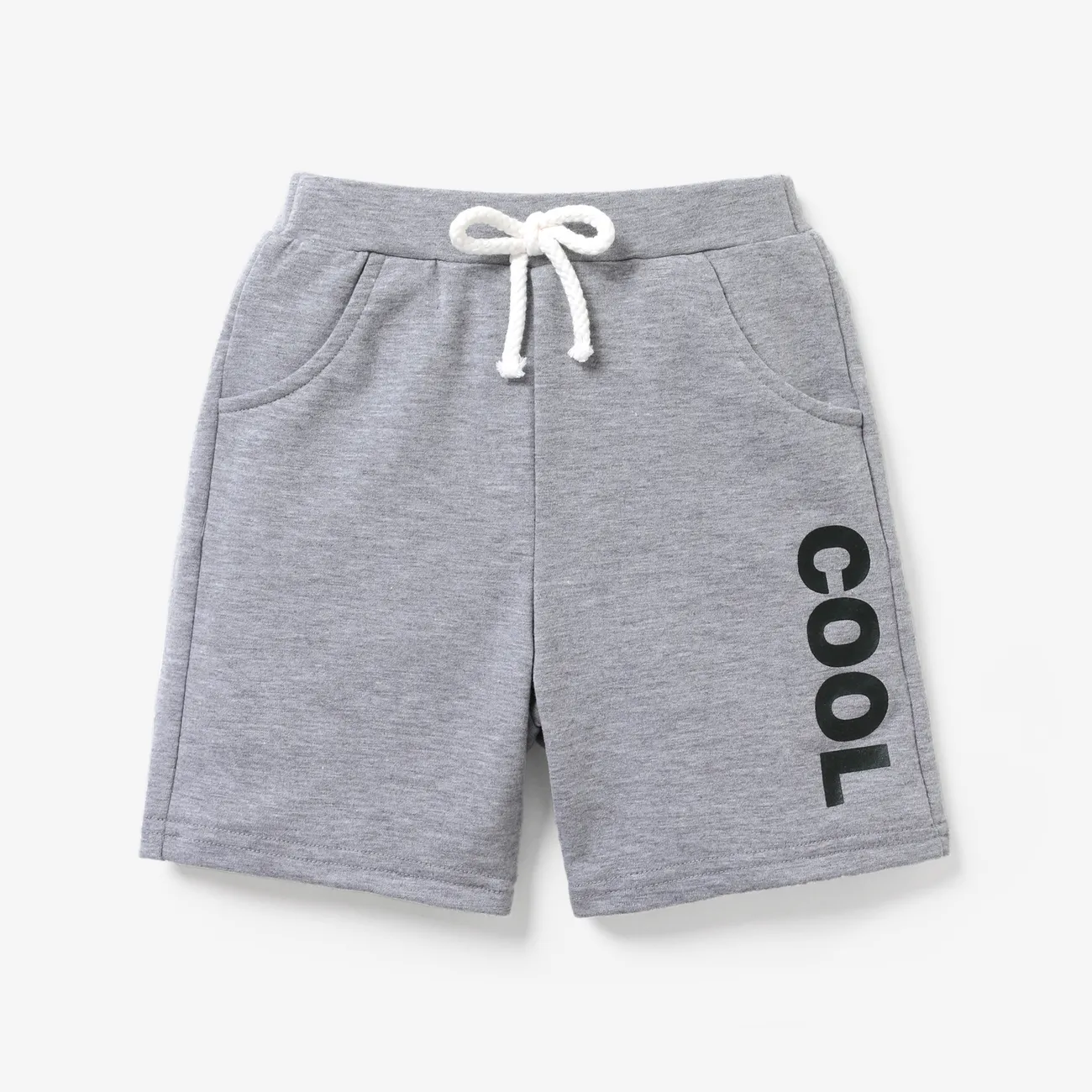 pantalones cortos elásticos con estampado de camuflaje y letras para niños pequeños/niños gris moteado big image 1