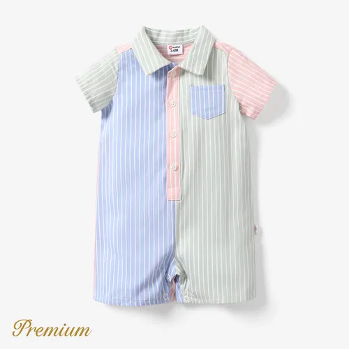 Baby Boy Colorful Elegant Cotton Romper with Shirt Collar