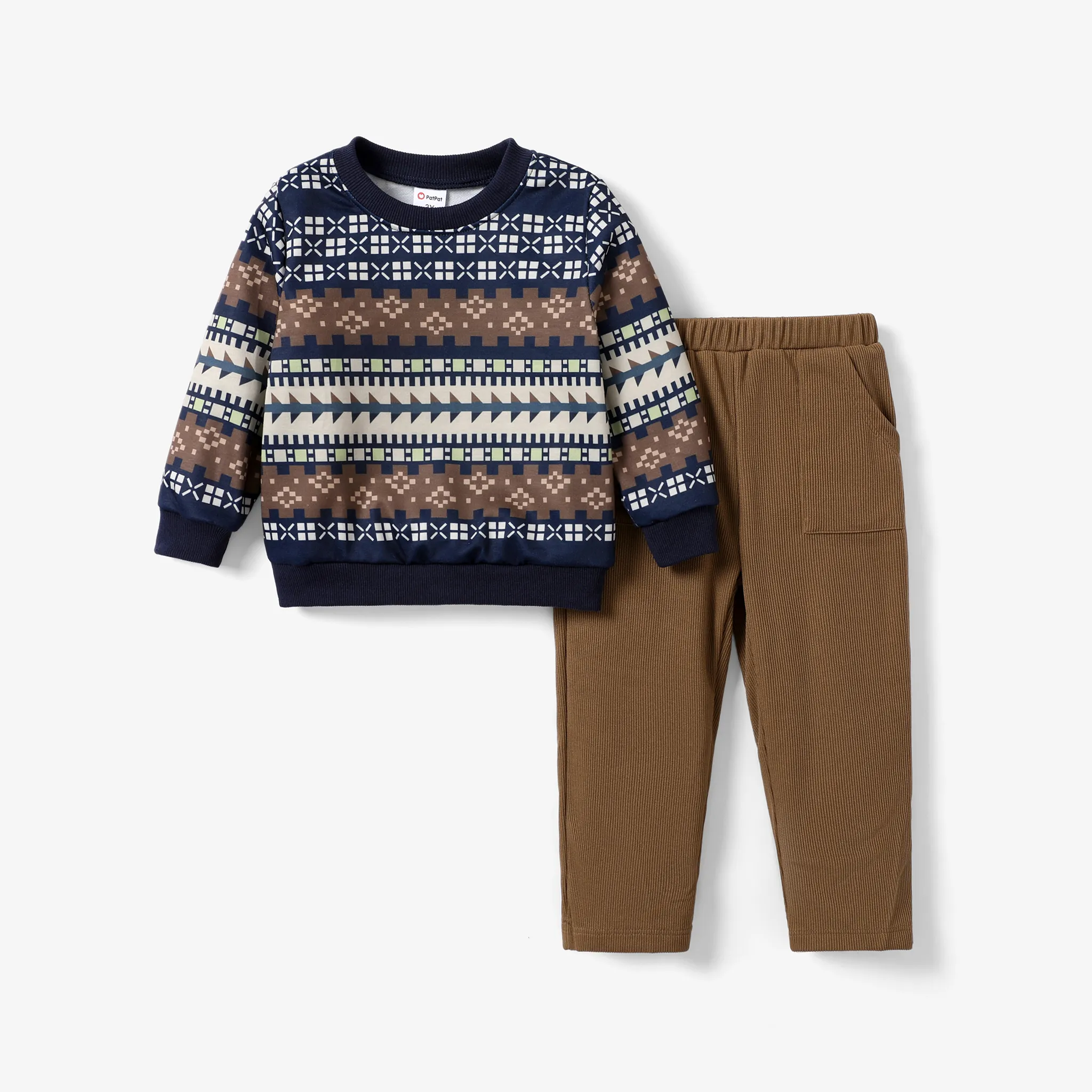 2pcs Toddler Boy Casual Geometric Pattern Set  big image 1
