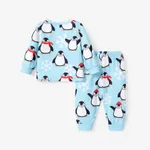2pcs Baby/Toddler Girl/Boy Childlike Penguin Pattern Pajama Set  image 2
