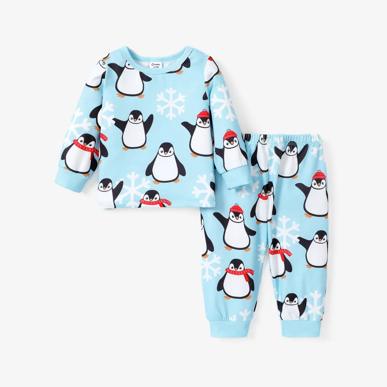 2pcs Baby/Toddler Girl/Boy Childlike Penguin Pattern Pajama Set  big image 1