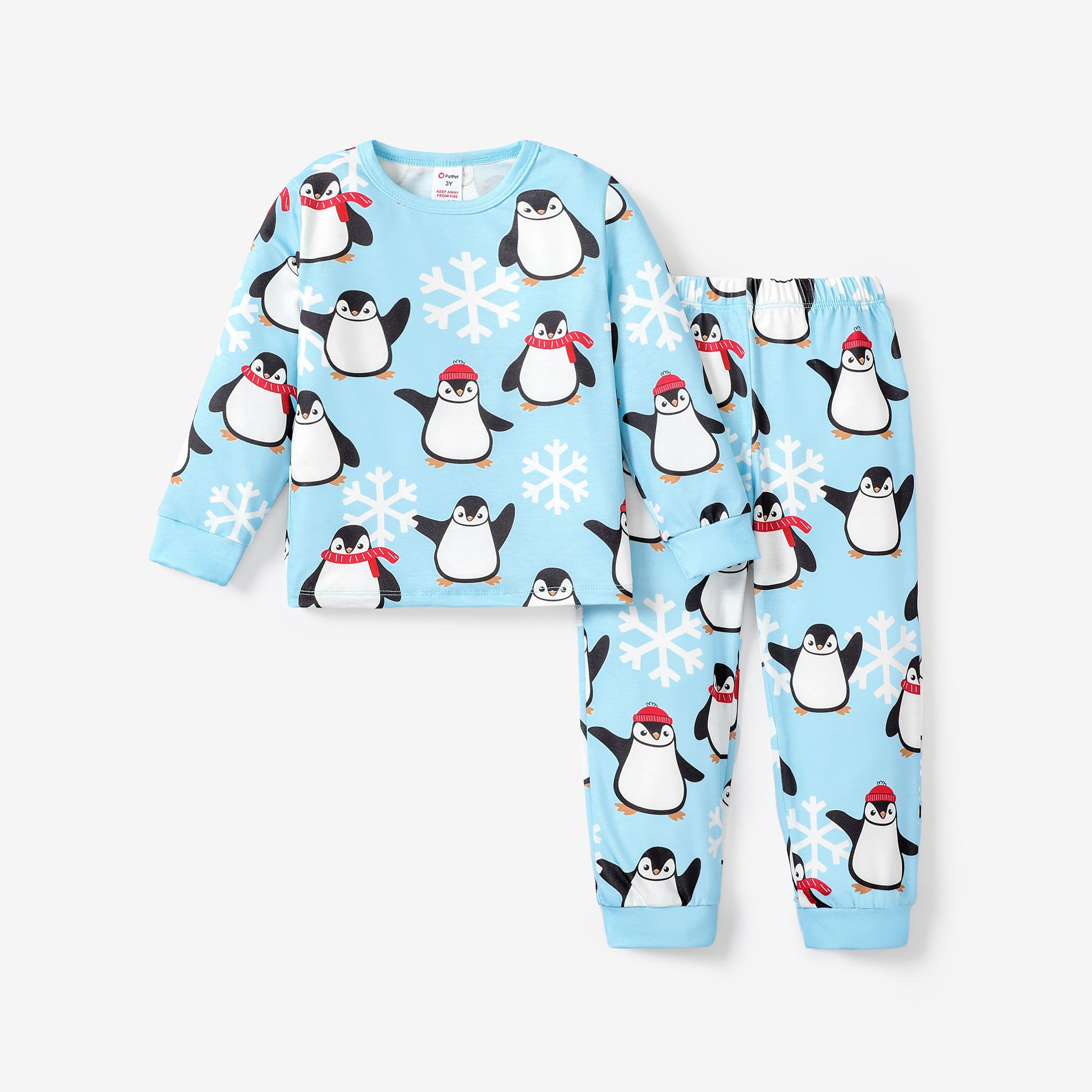 2pcs Enfant En Bas âge Fille/garçon Enfantin Pingouin Motif Pyjama Ensemble