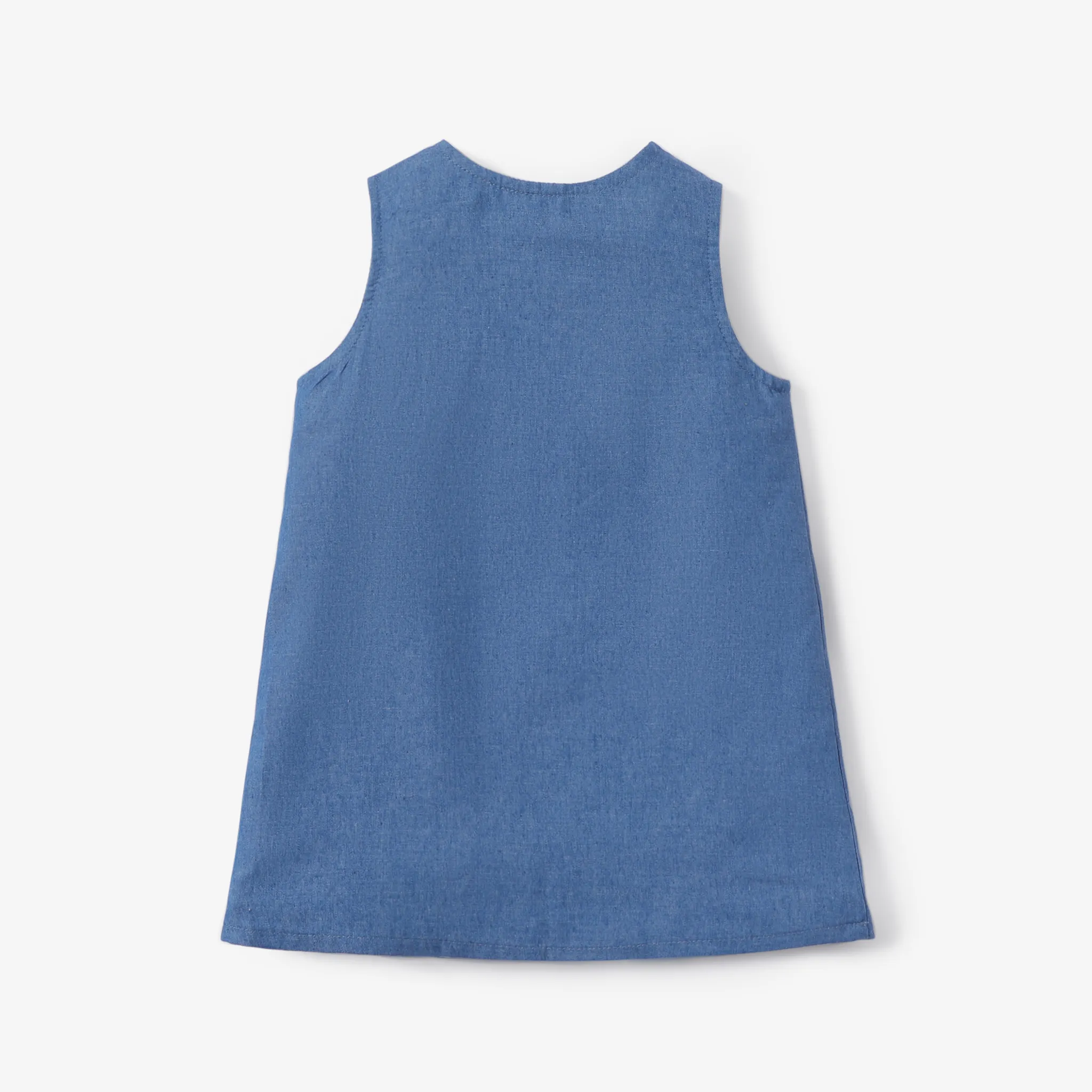 Baby Girl Giraffe Embroidered Imitation Denim Tank Dress  image 2