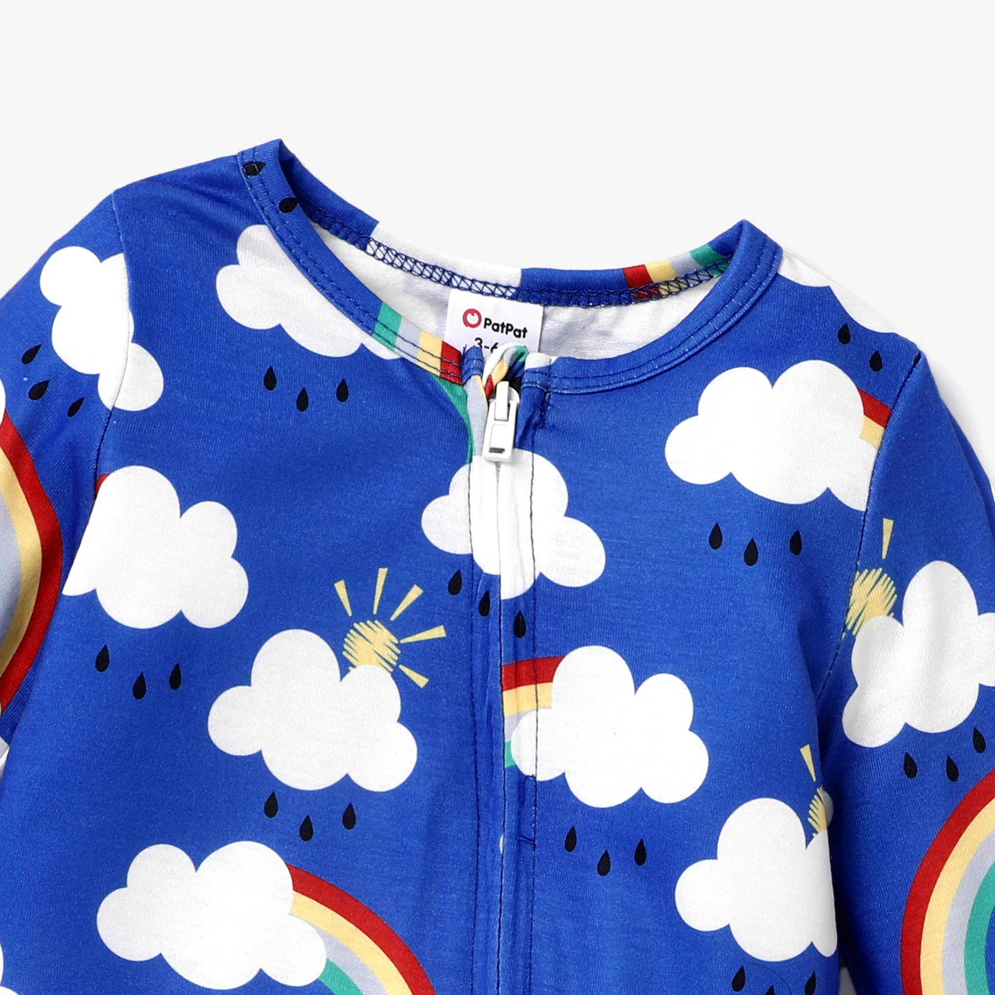 Baby/Toddler Girl/Boy Casual Rainbow Pattern Zipper Pajama  Baby Blue image 4