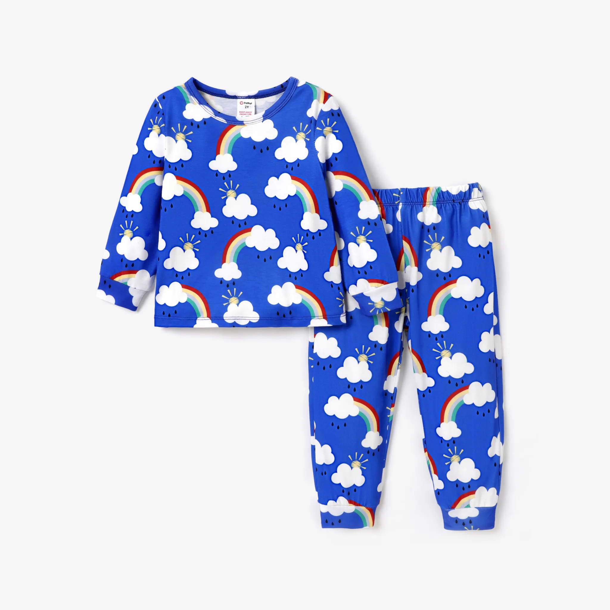 Baby/Toddler Girl/Boy Casual Rainbow Pattern Zipper Pajama  Toddler Blue