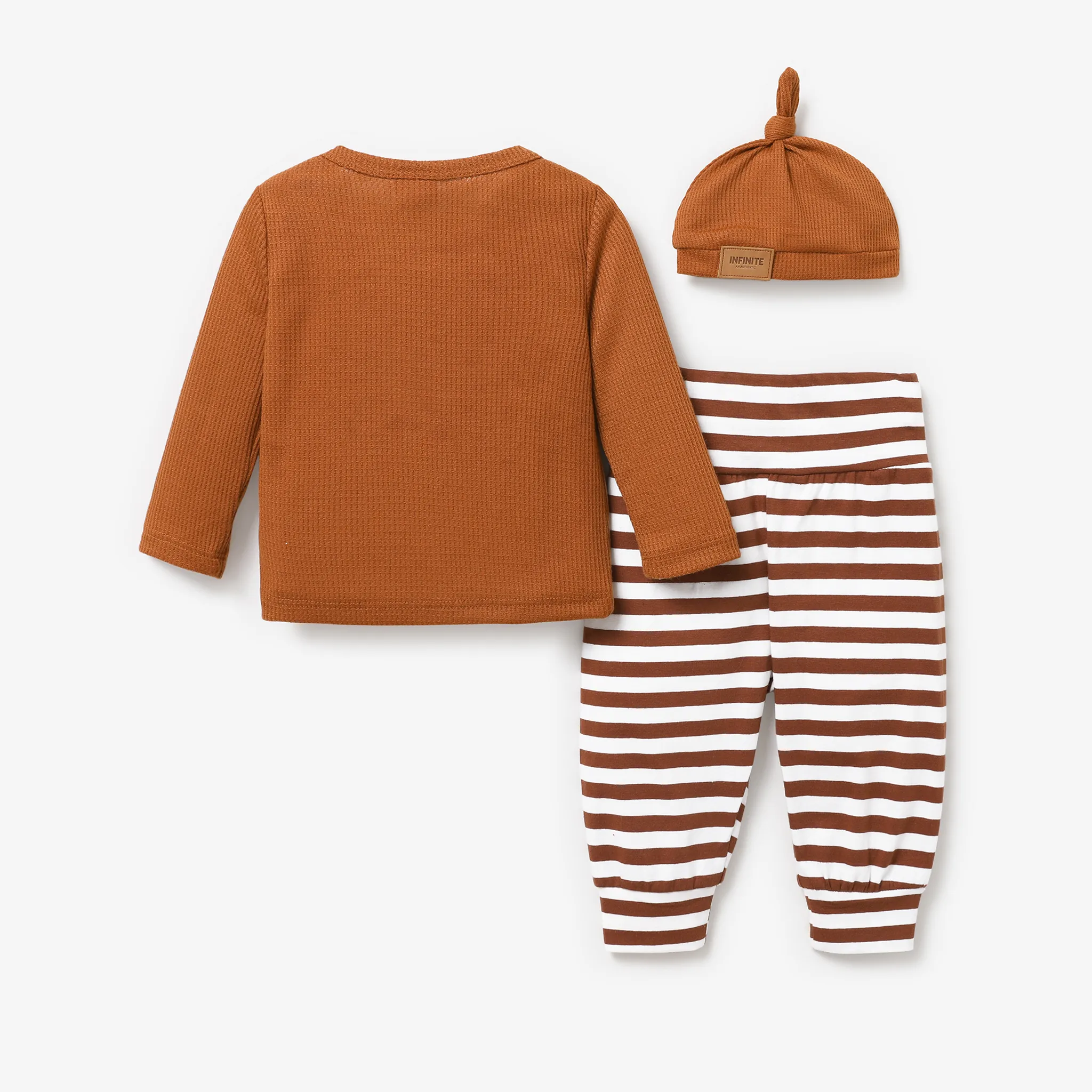 3pcs Baby Boy Casual Stripe Pattern Set Brown image 3