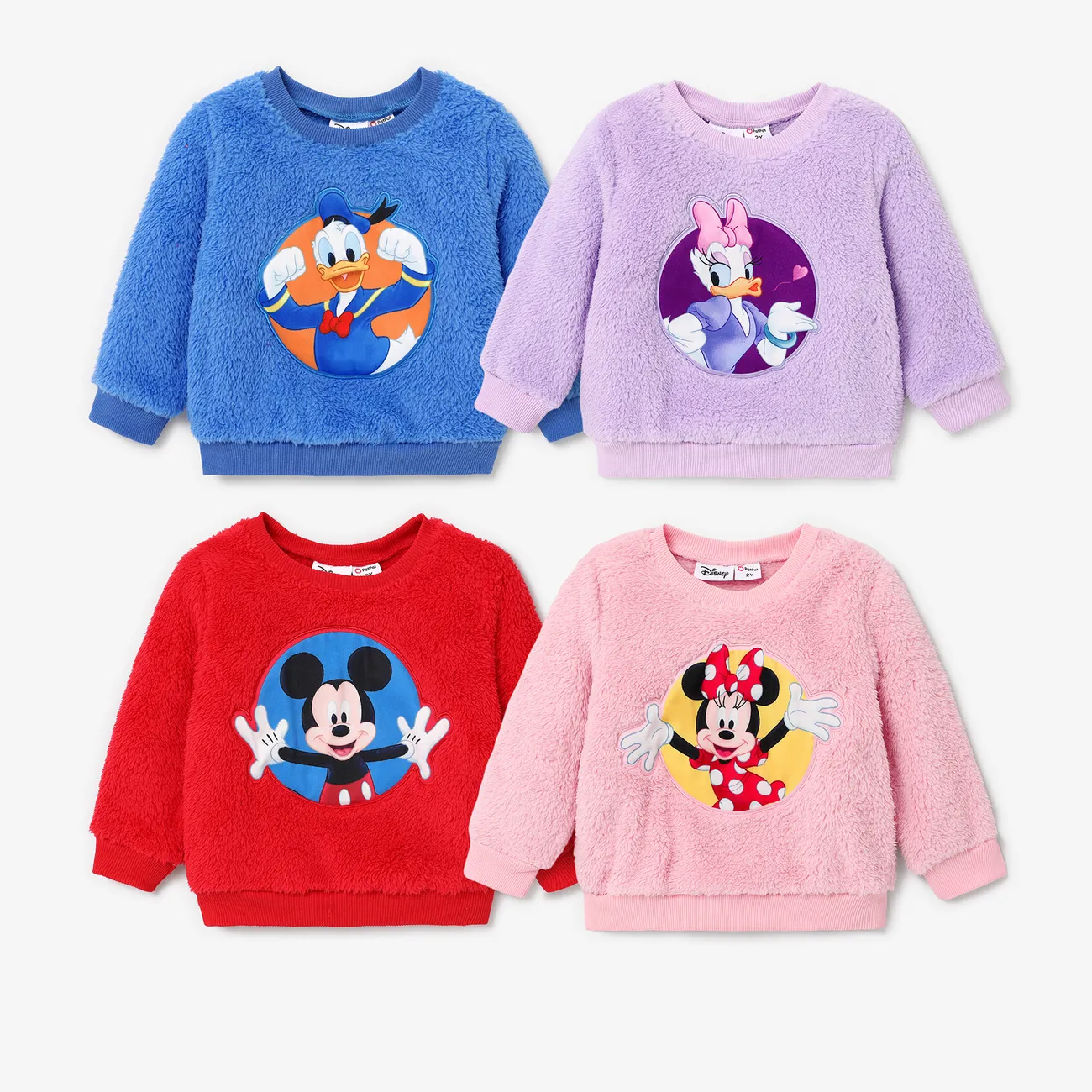 Disney Mickey and Friends Toddler Girl/Boy Character Embroidered Long-sleeve Fluffy Sweatshirt Red big image 1