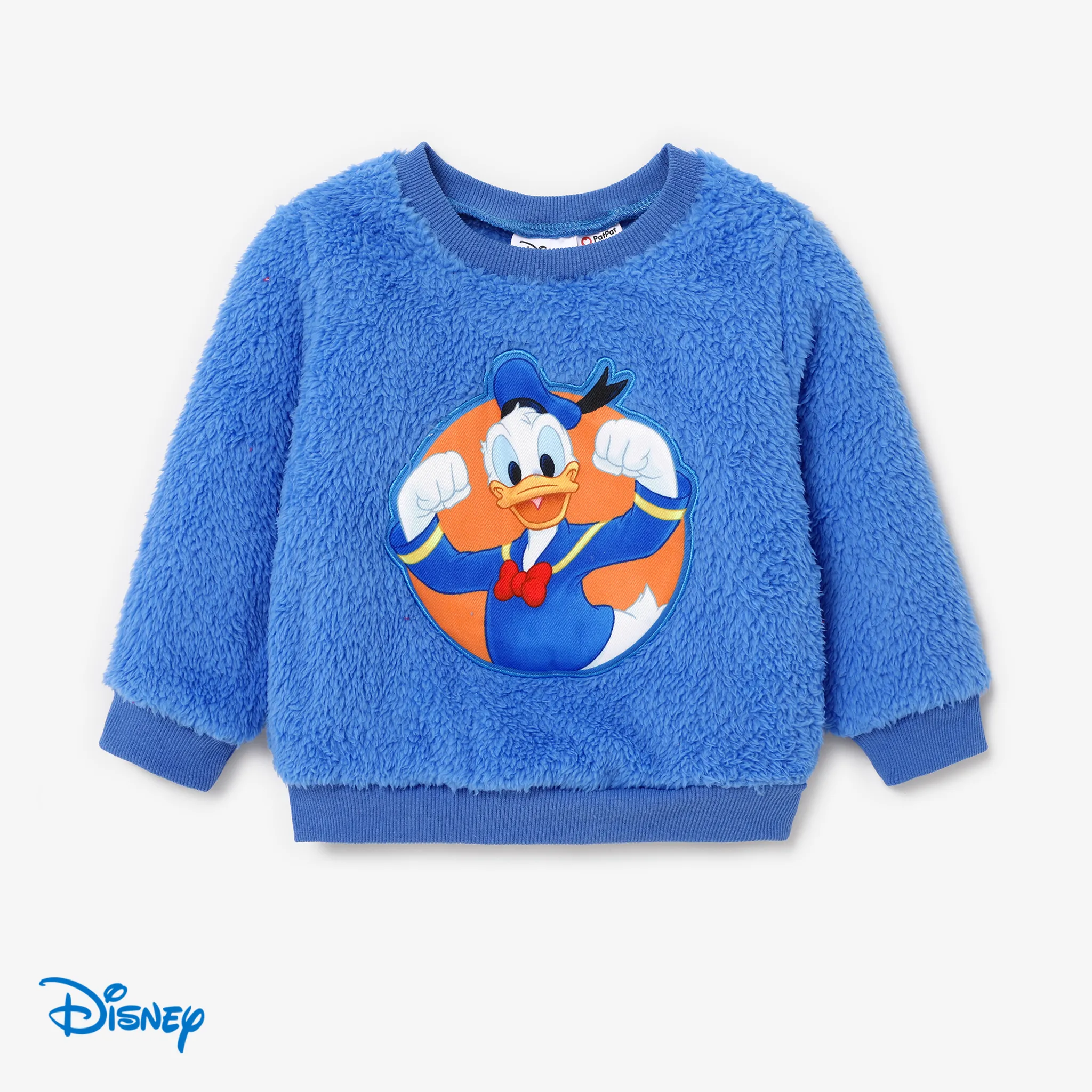 Disney Mickey and Friends Toddler Girl/Boy Character Embroidered Long-sleeve Fluffy Sweatshirt Blue