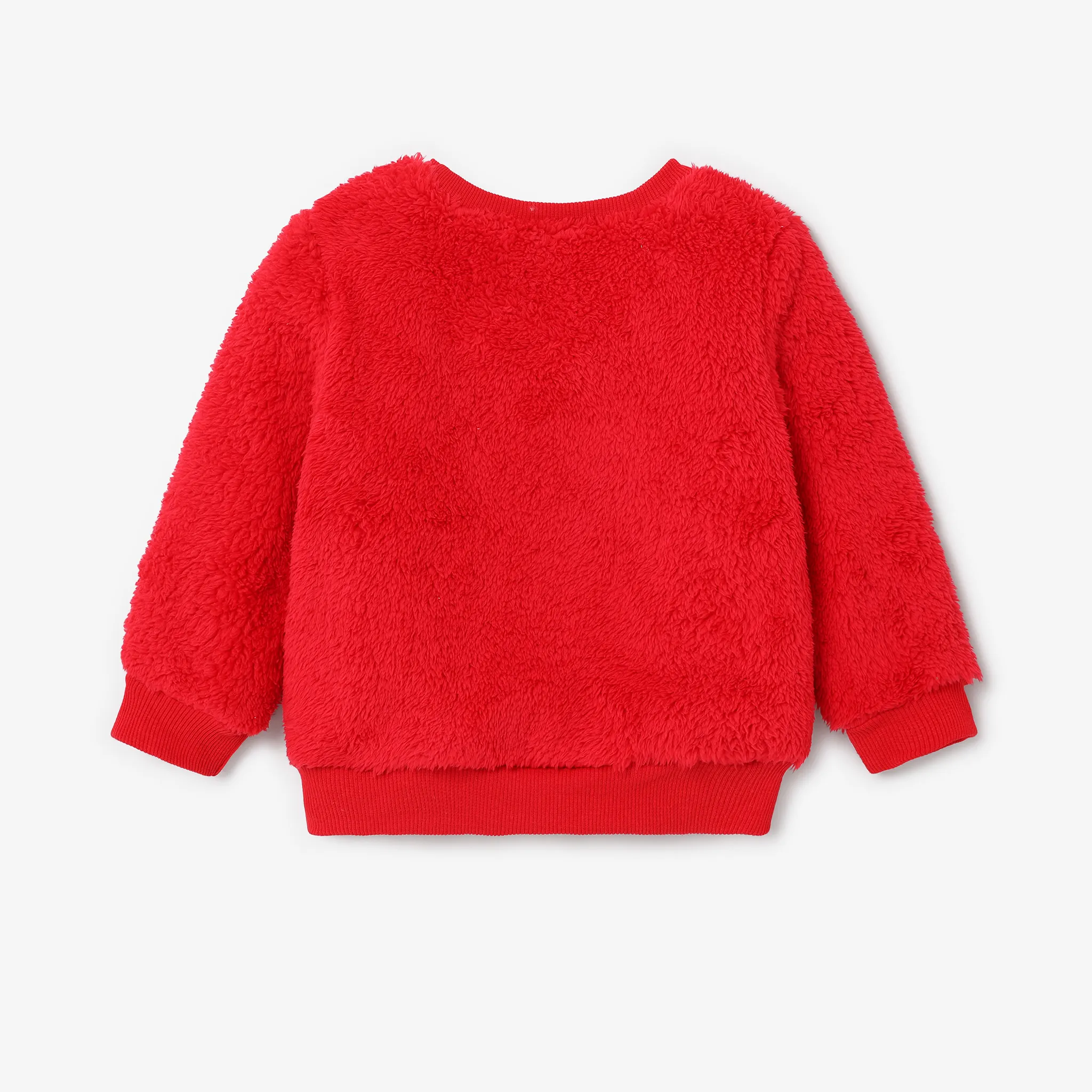 Disney Mickey and Friends Toddler Girl/Boy Character Embroidered Long-sleeve Fluffy Sweatshirt Red image 2