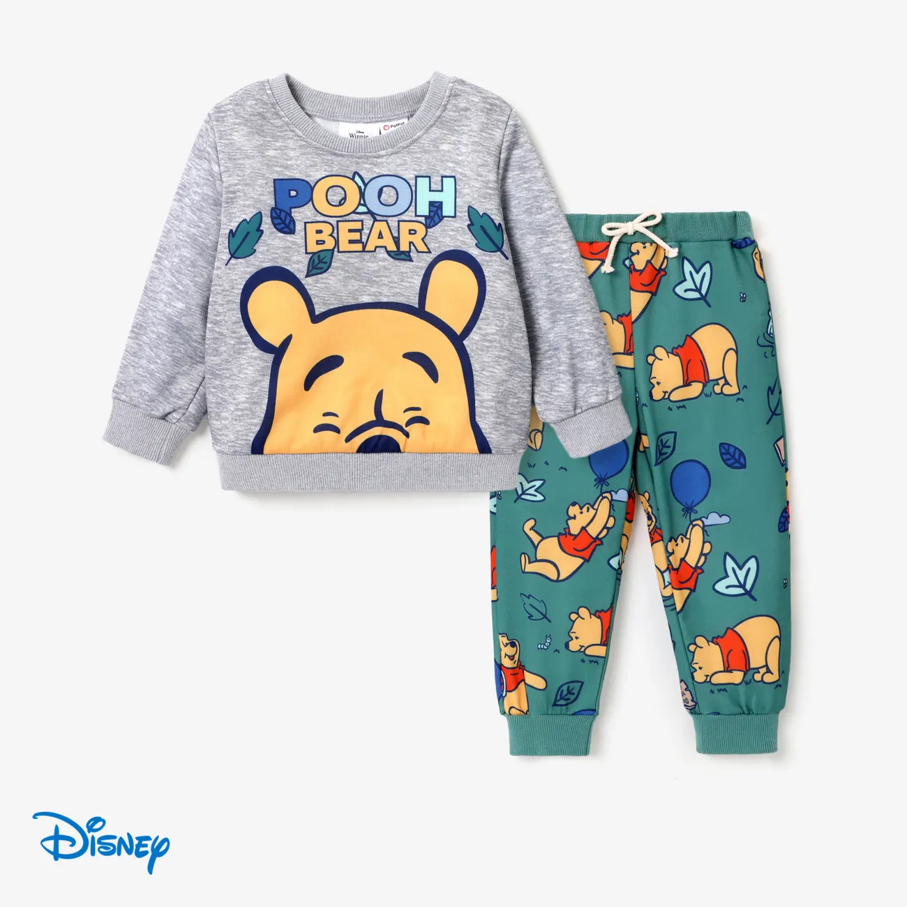 Disney Winnie the Pooh Niño pequeño Unisex Trenza Infantil conjuntos de sudadera gris moteado big image 1