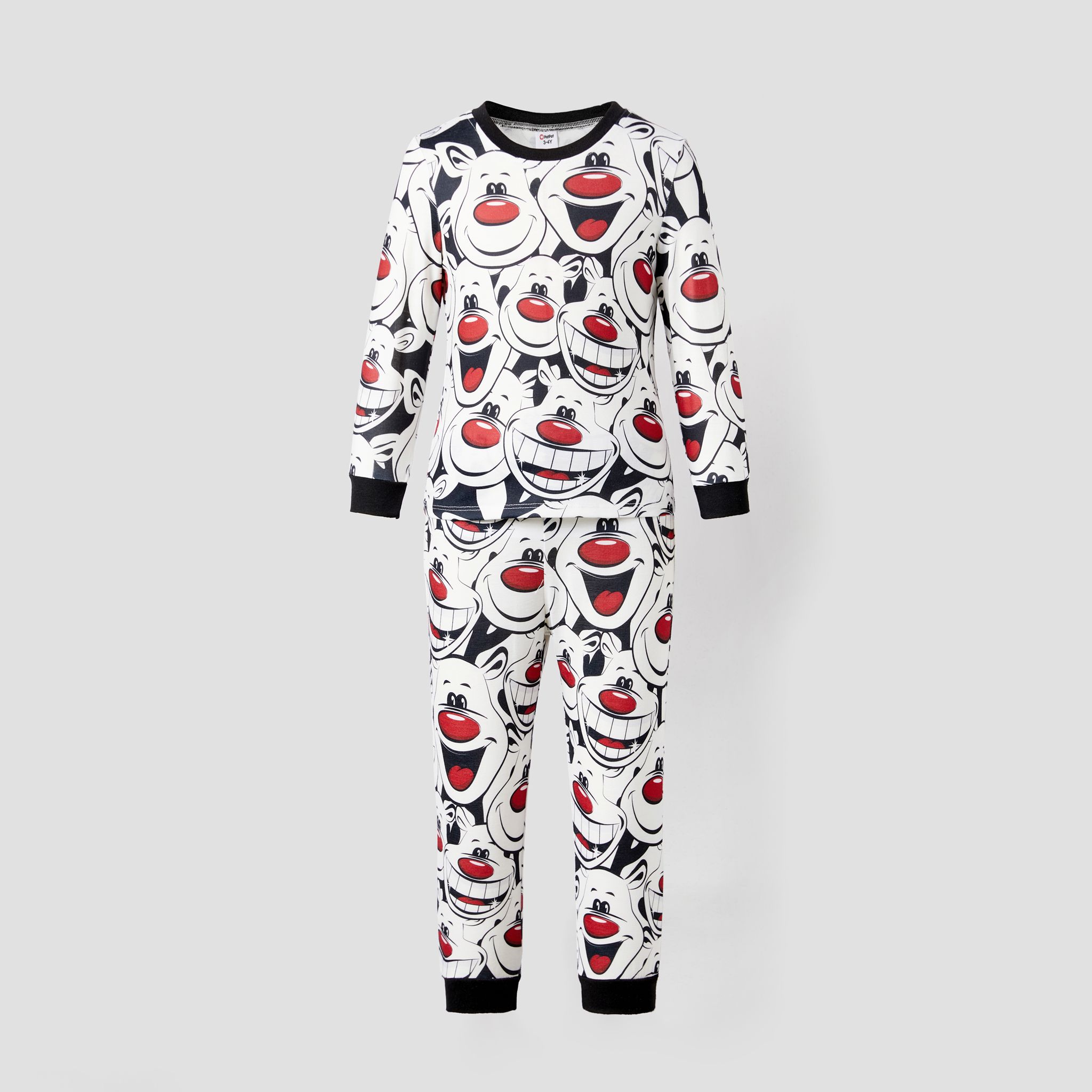 Christmas Family Matching Happy Reindeer All-over Print Long-sleeve Pajamas Sets(Flame Resistant)