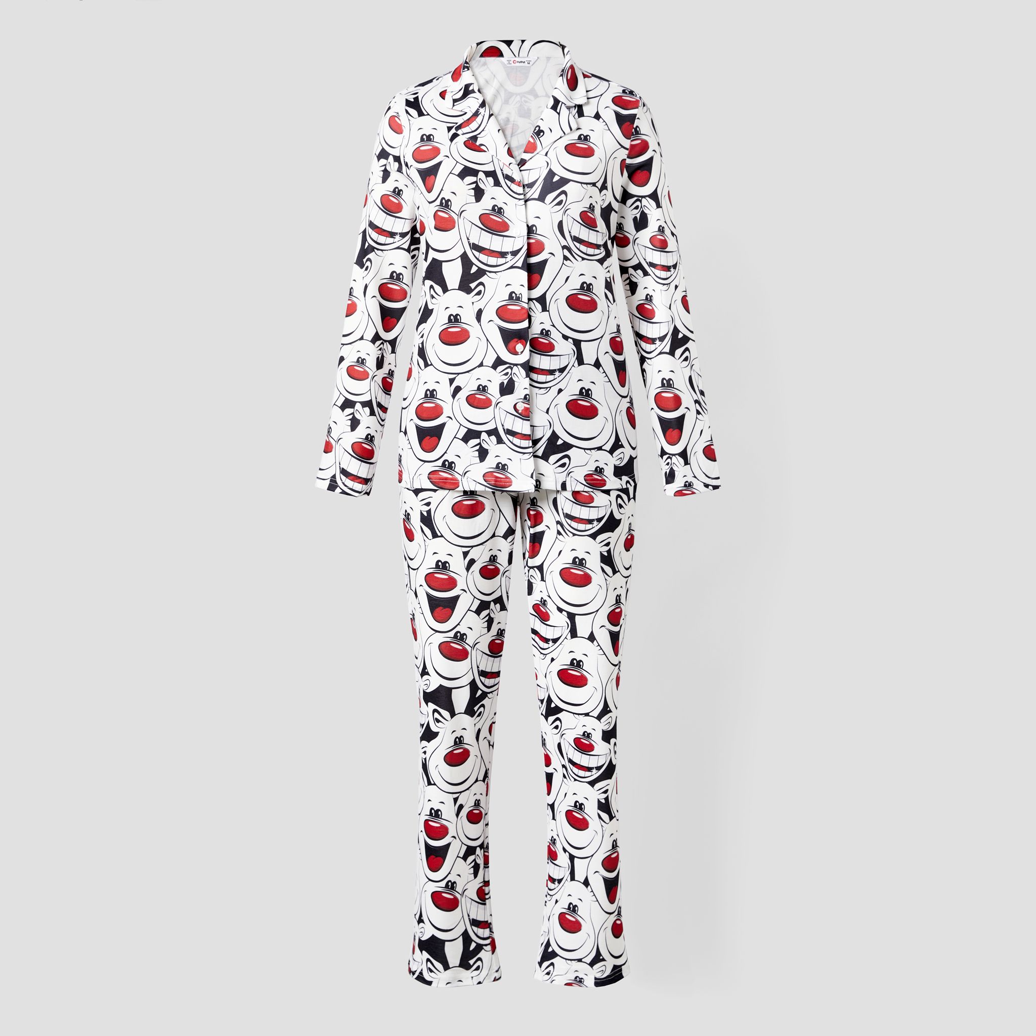 Christmas Family Matching Happy Reindeer All-over Print Long-sleeve Pajamas Sets(Flame resistant)