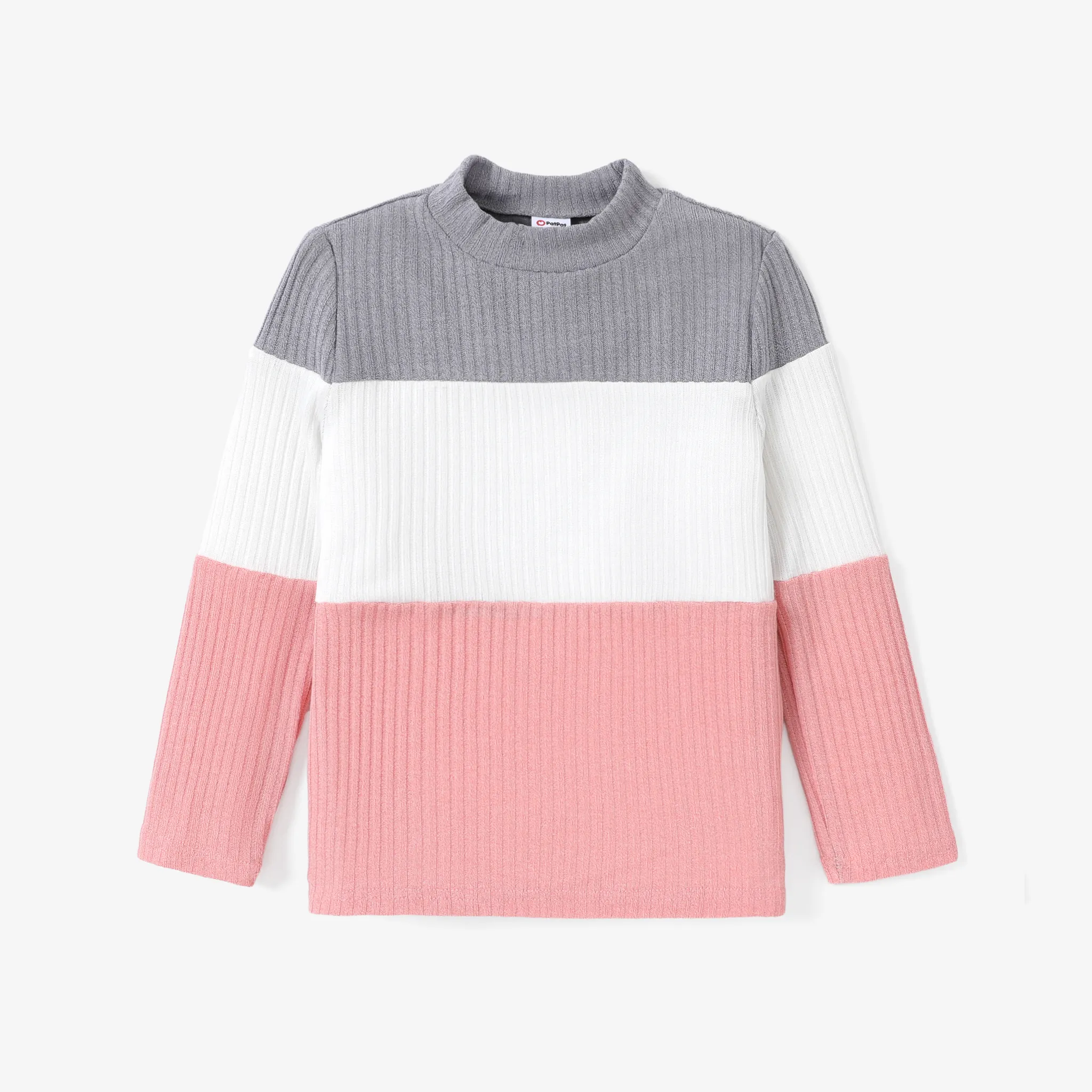 Kid Girl Ribbed Colorblock Long-sleeve Tee  big image 1