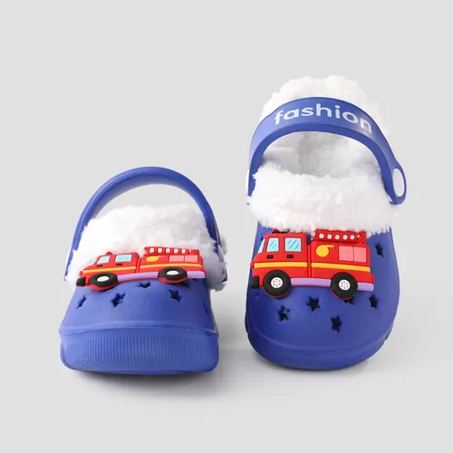 Toddler and Kids Childlike Vehicle Decor Removable Fleece Clogs/Slippers