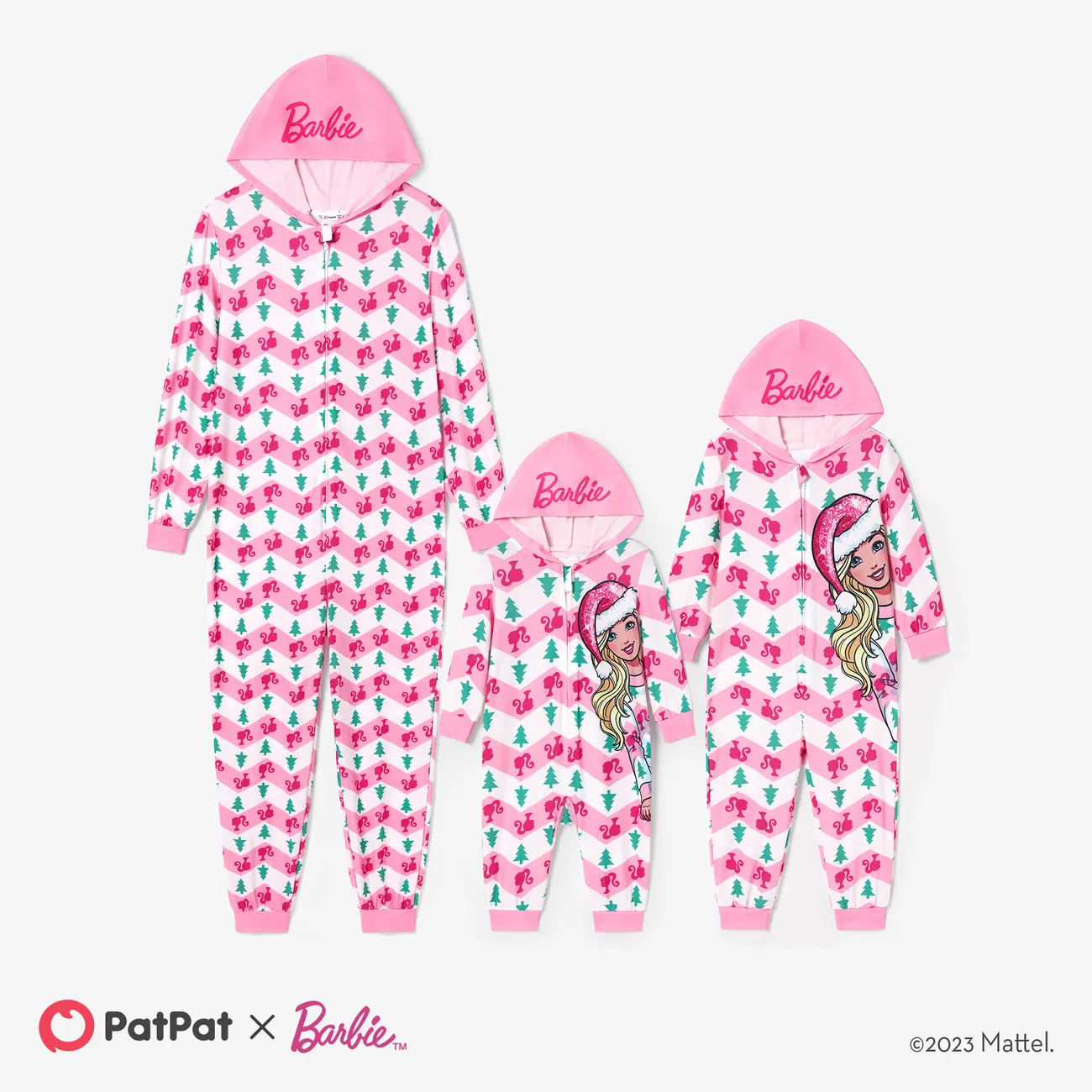 Barbie Navidad Mami y yo Conjuntos combinados para familia Pijamas (Flame Resistant) Rosado big image 1