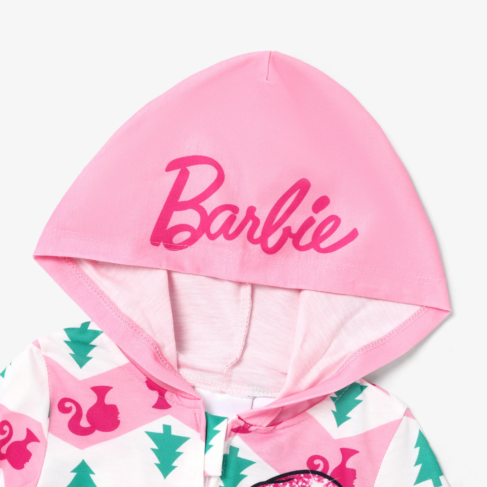 Barbie Christmas Mommy and Me Character Print Long-sleeve Onesies Pajamas (Flame Resistant) Pink image 5