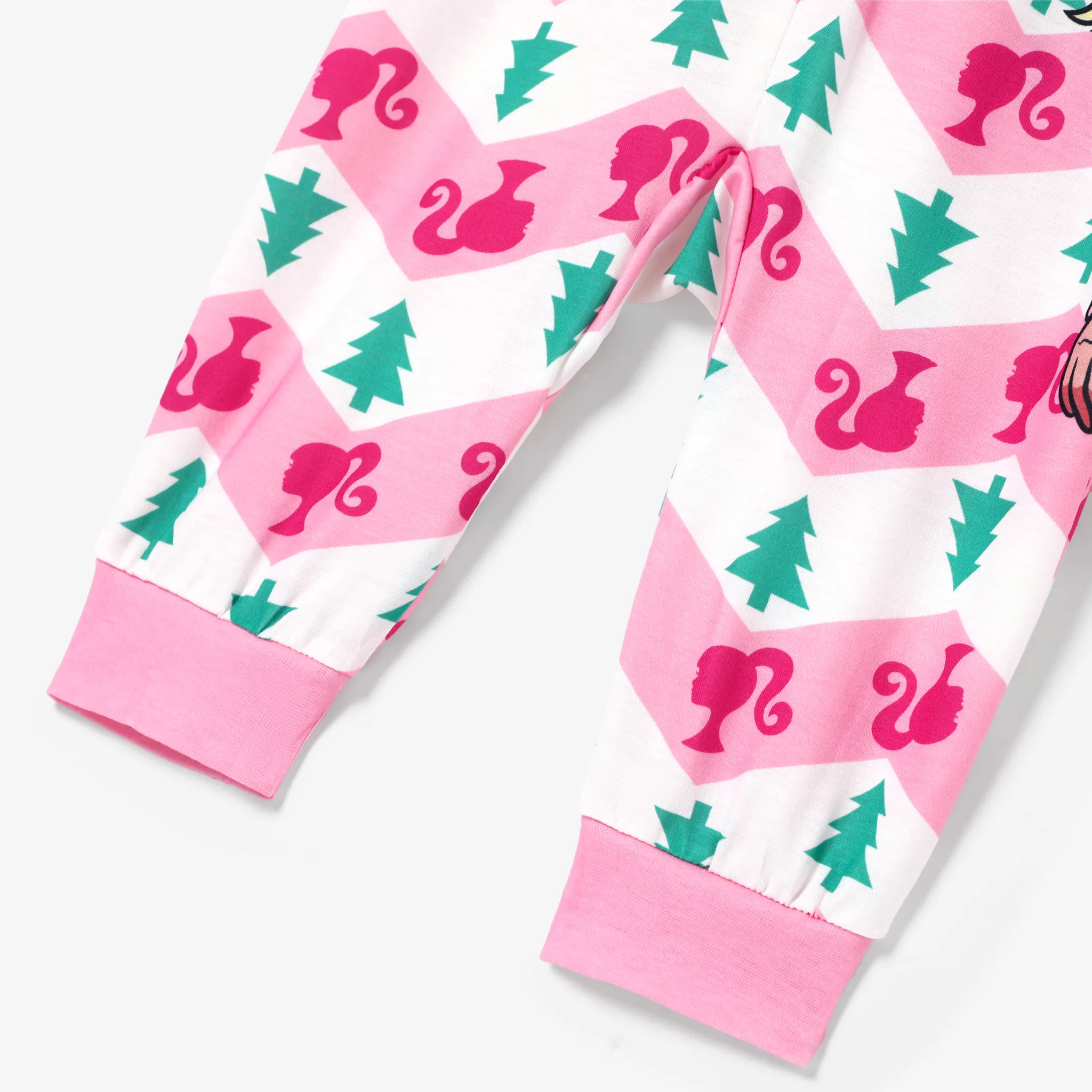 Barbie Christmas Mommy and Me Character Print Long-sleeve Onesies Pajamas (Flame Resistant) Pink image 4