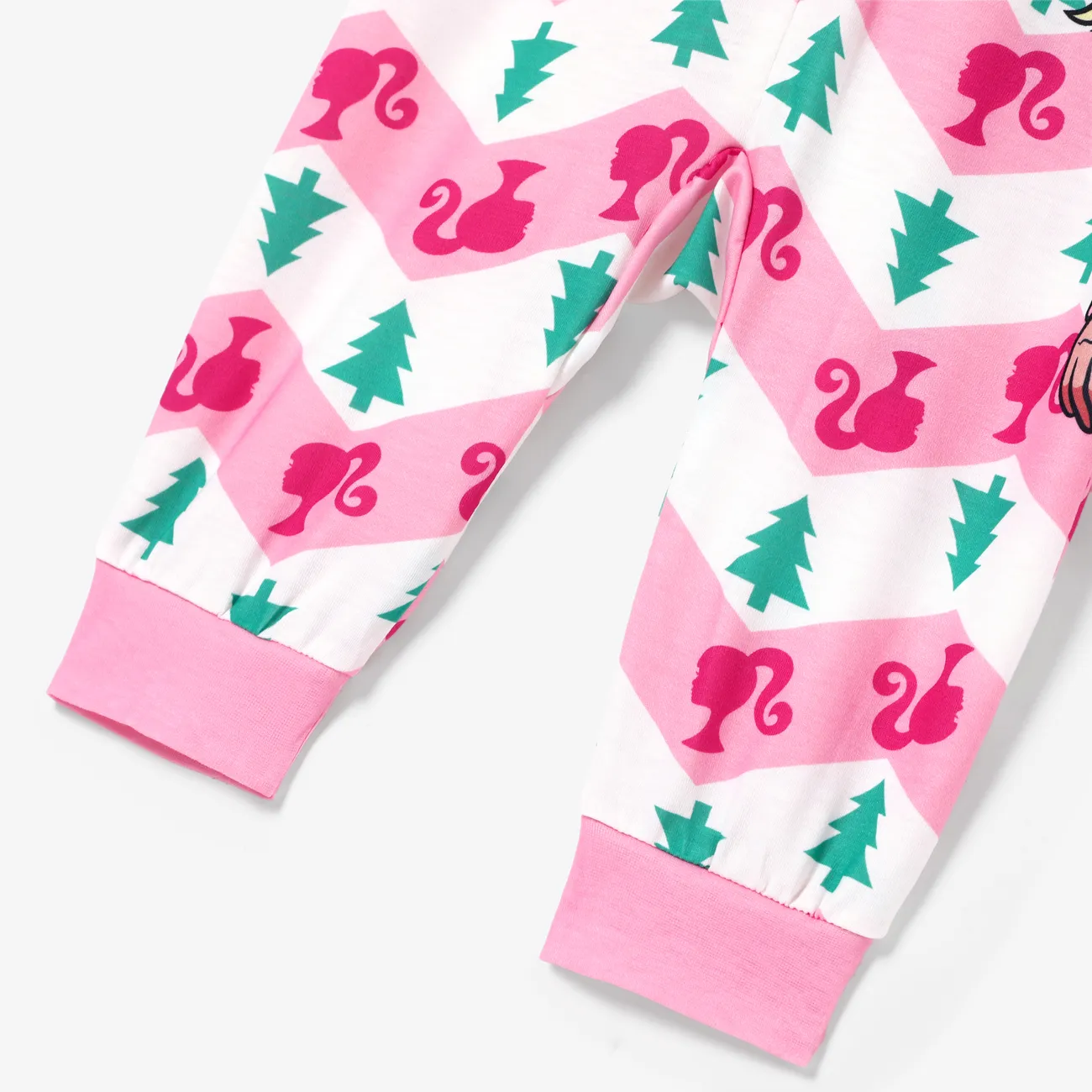 Barbie Christmas Mommy and Me Character Print Long-sleeve Onesies Pajamas (Flame Resistant) Pink big image 1