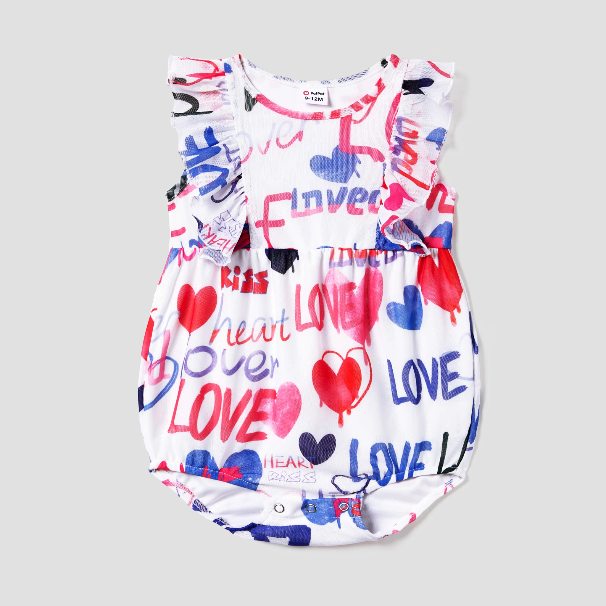 Valentine's Day Mommy and Me Stylish Graffiti Pattern Short-sleeve Body-con Dresses Multi-color big image 1